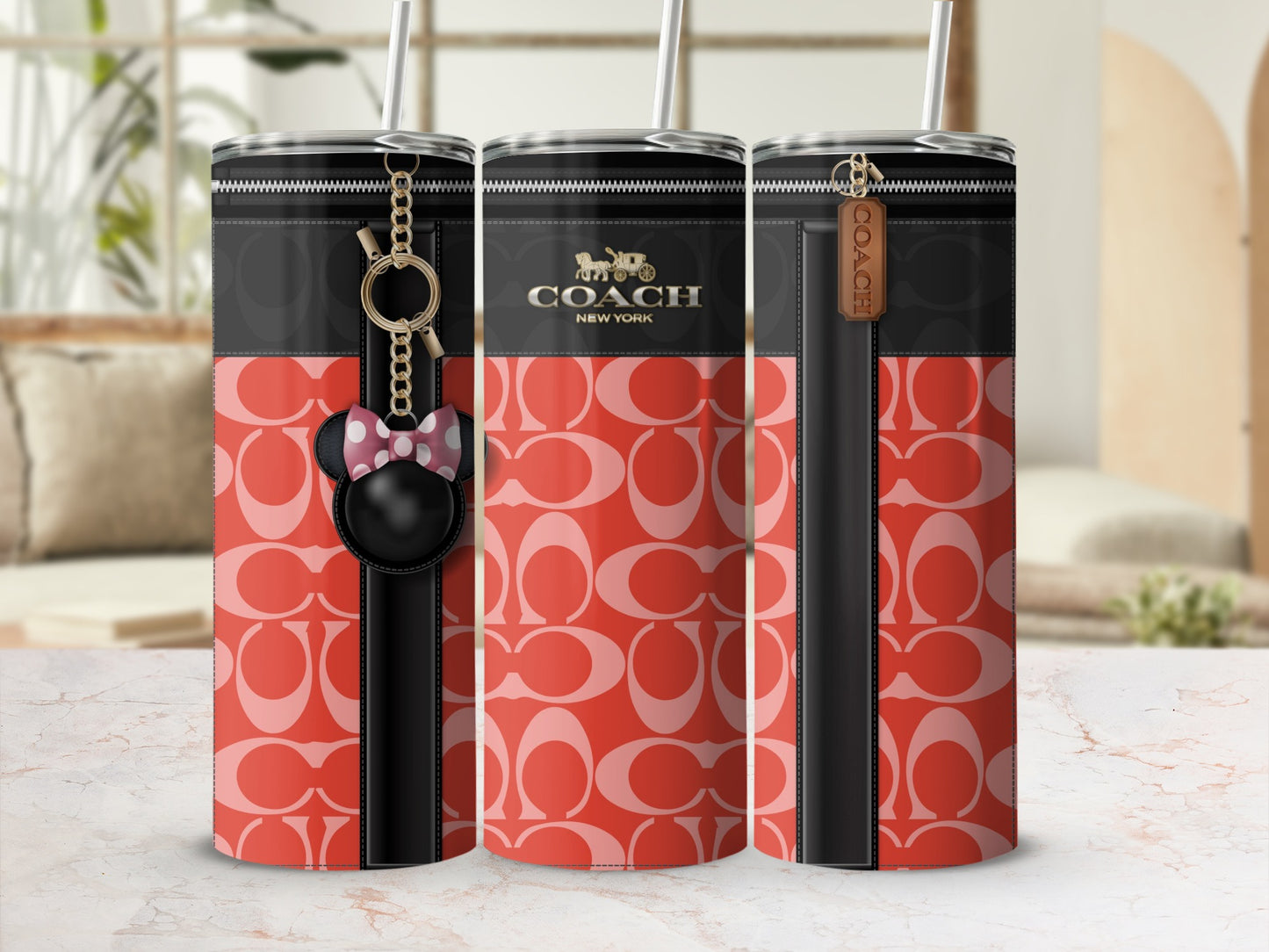 Coach New York Stylish Tumbler with Keychain Accessory