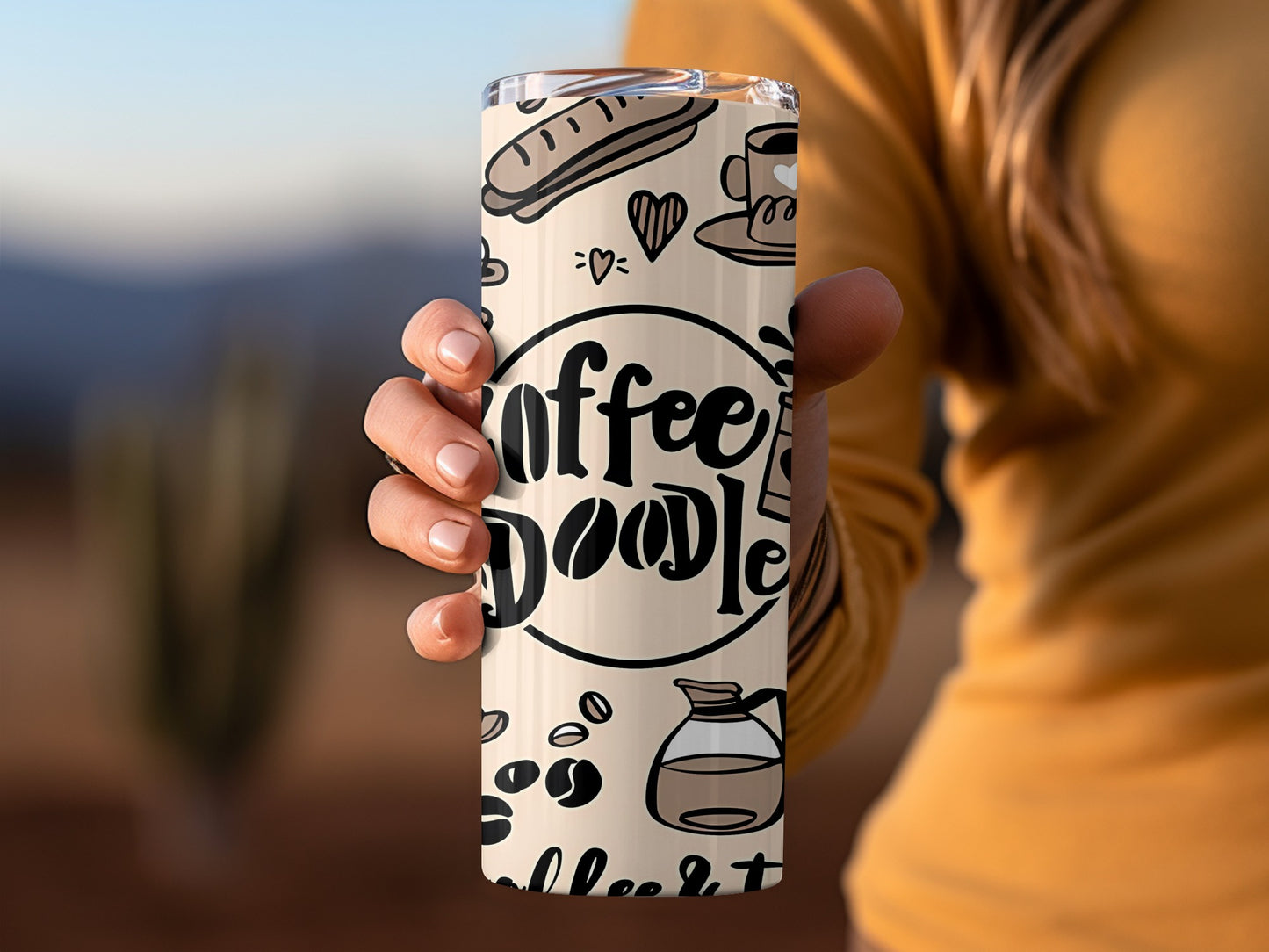 Coffee Doodle Design Insulated Travel Tumbler