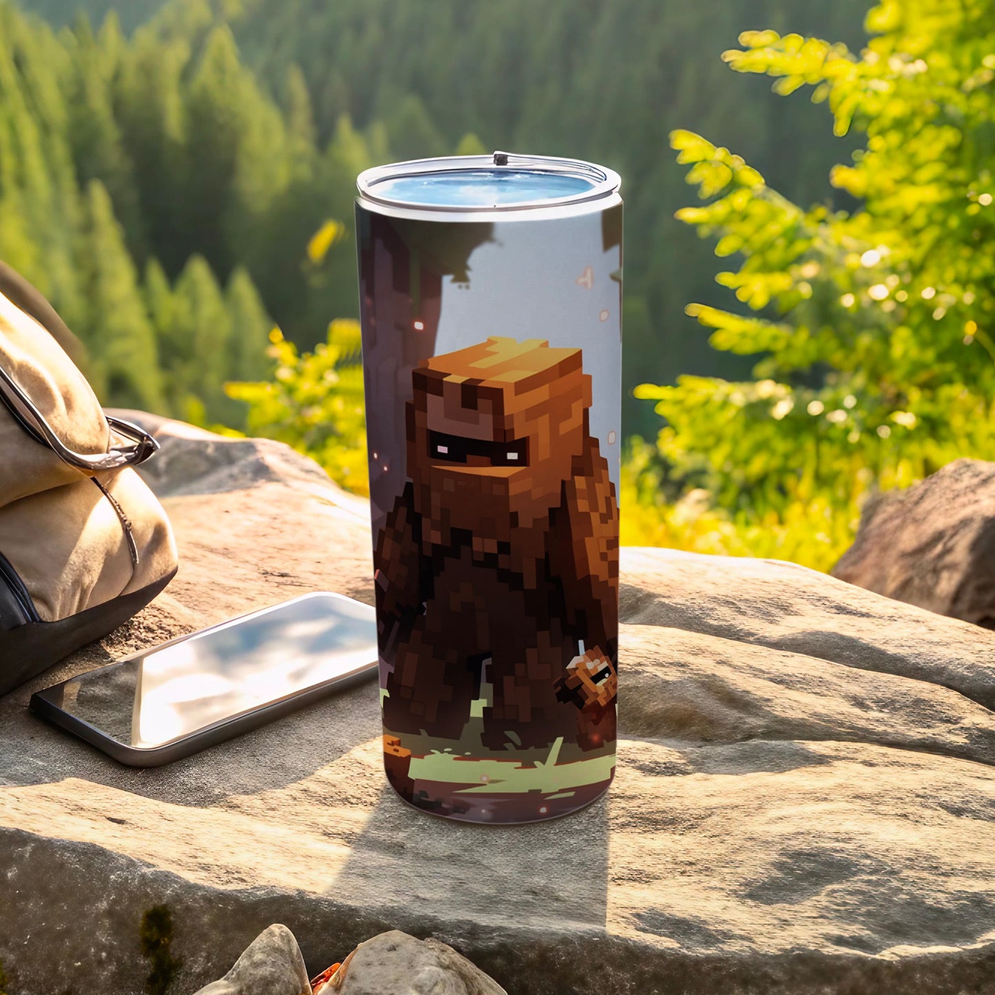 Pixelated Tree Monster Design Tumbler Cup for Gaming Fans