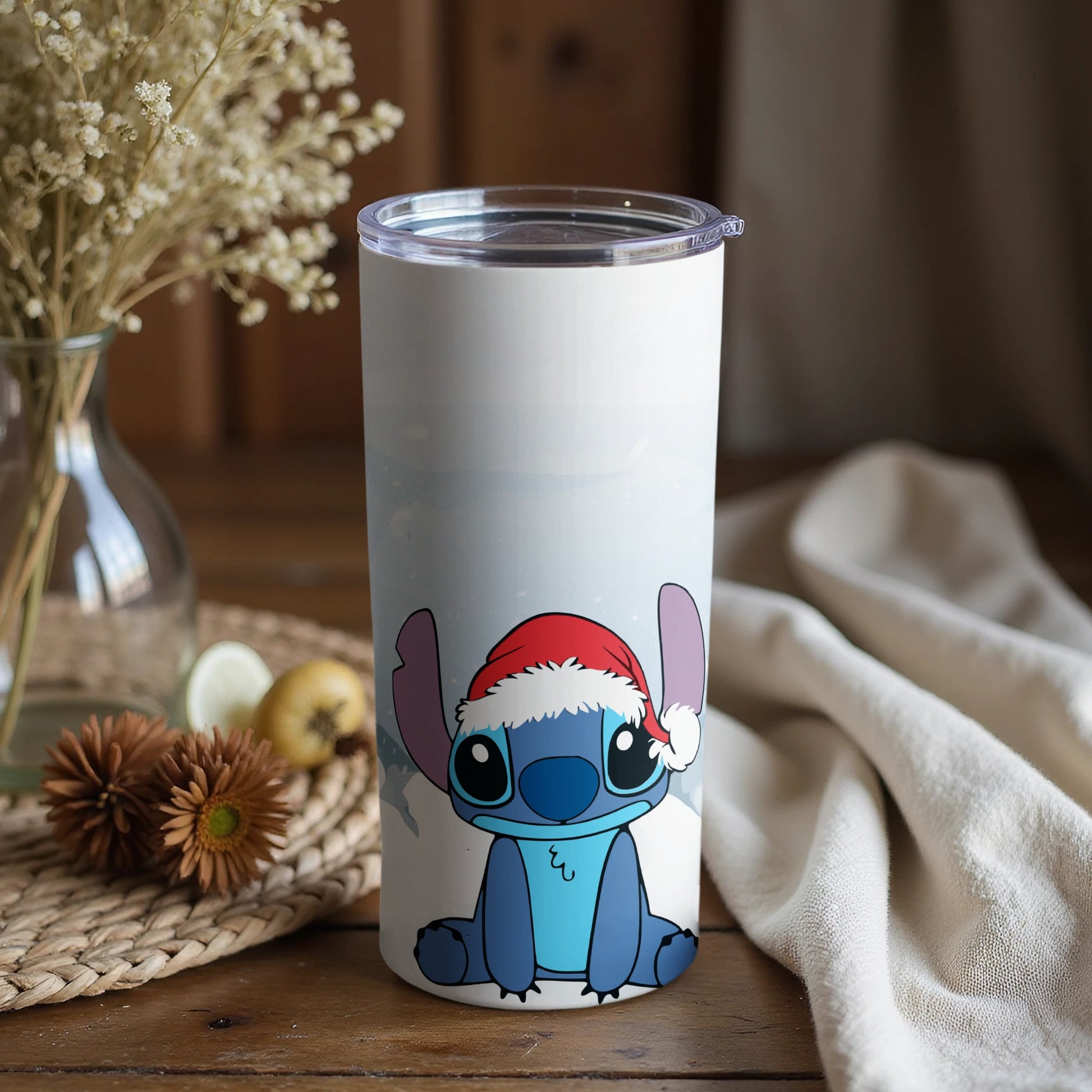 Christmas-Themed Tumbler with Cute Cartoon Character