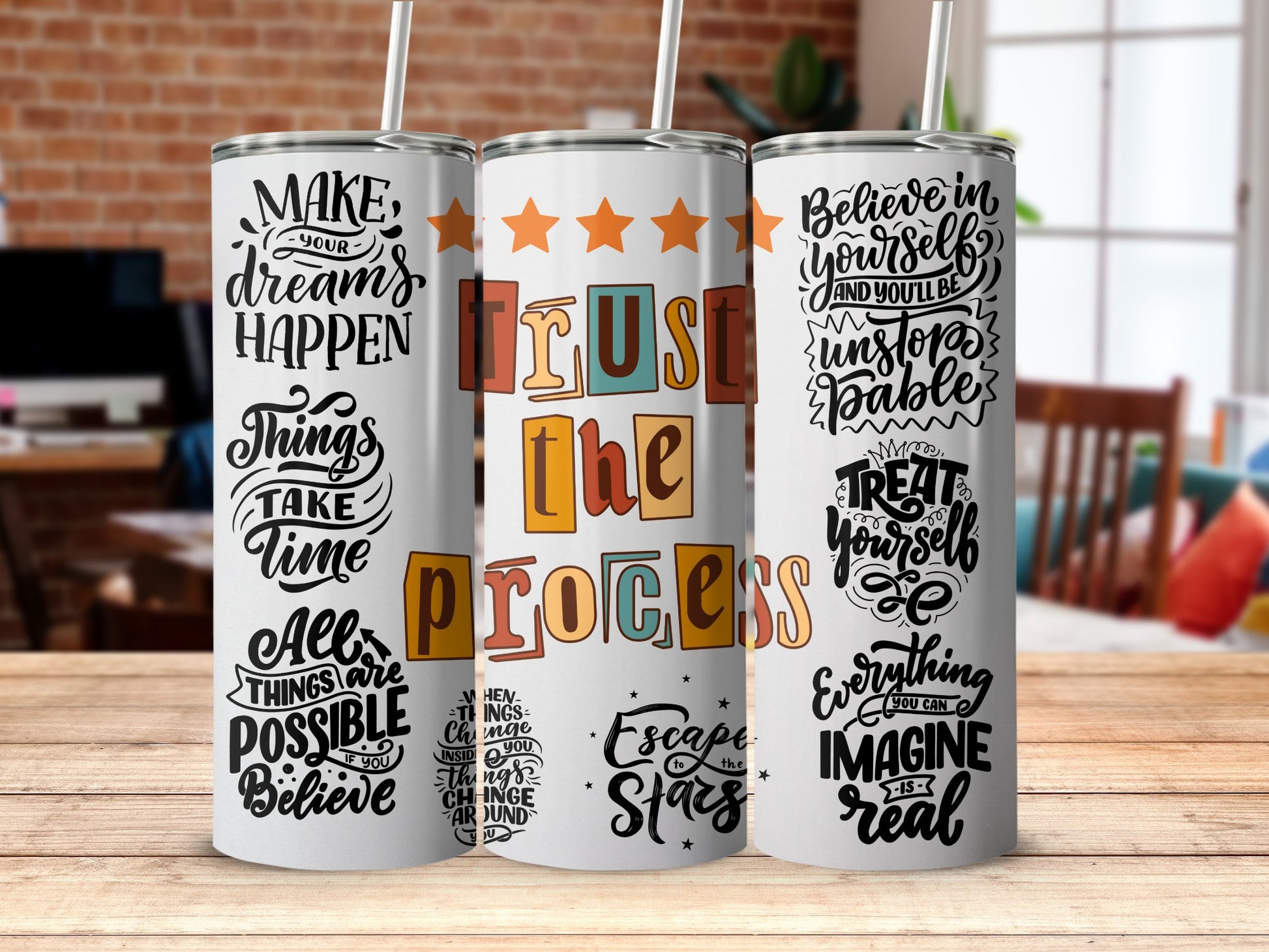 Motivational Quote Tumblers Trust the Process Flask