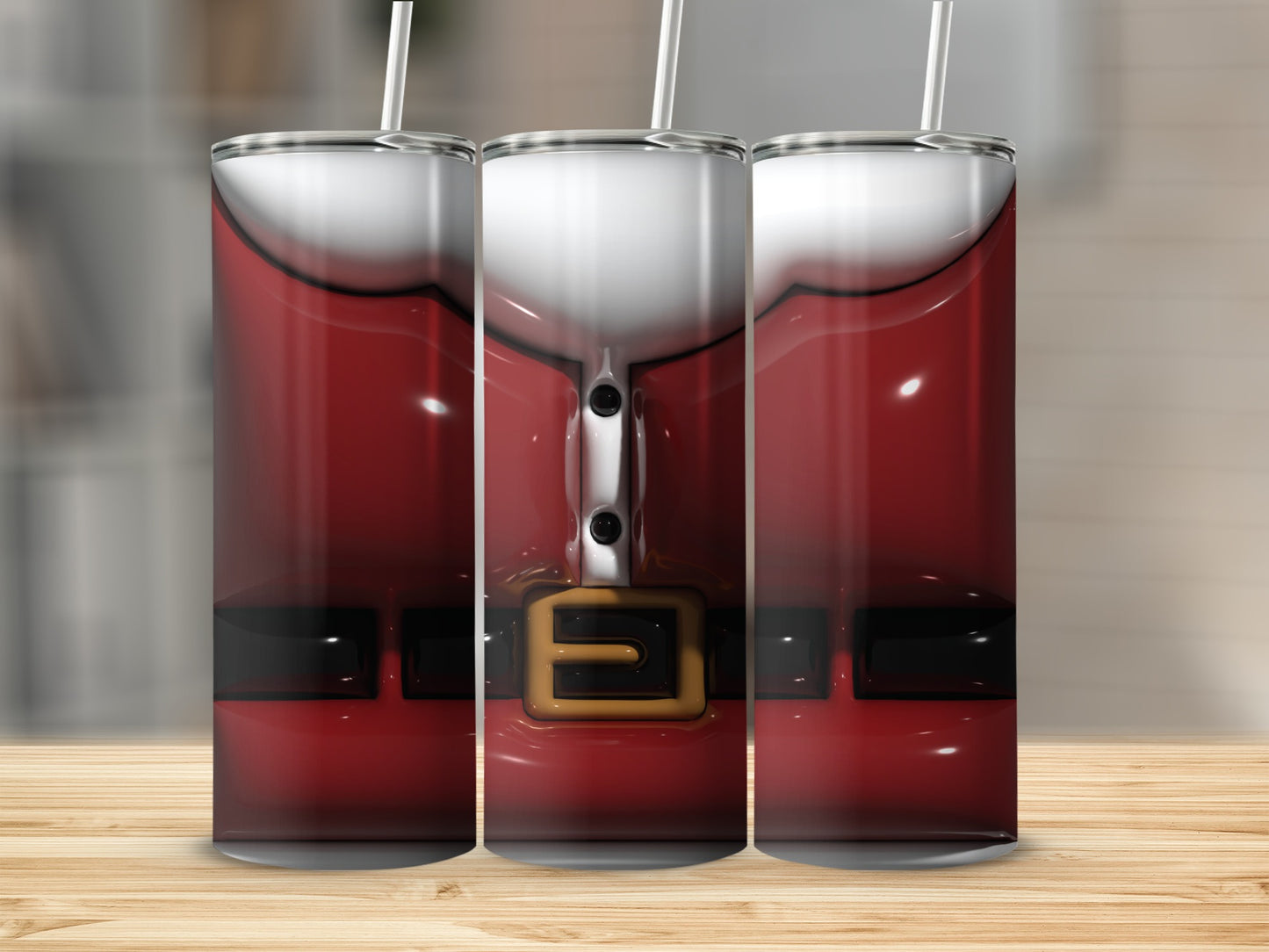 Festive Santa Claus Belt Design Insulated Tumbler