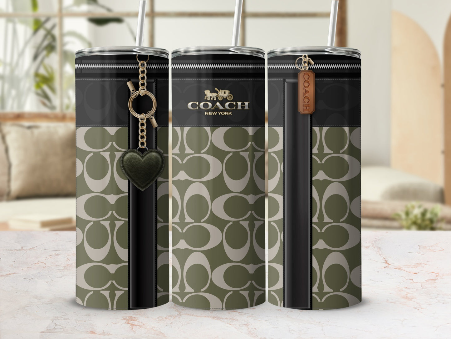 Stylish Coach New York Branded Tumbler with Straw