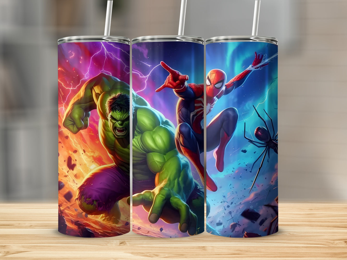 Marvel Heroes Tumbler with Hulk and Spider-Man Design