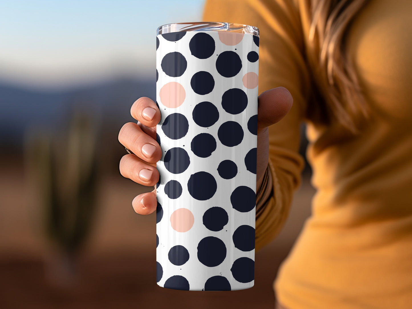 Polka Dot Pattern Travel Tumbler for Beverages