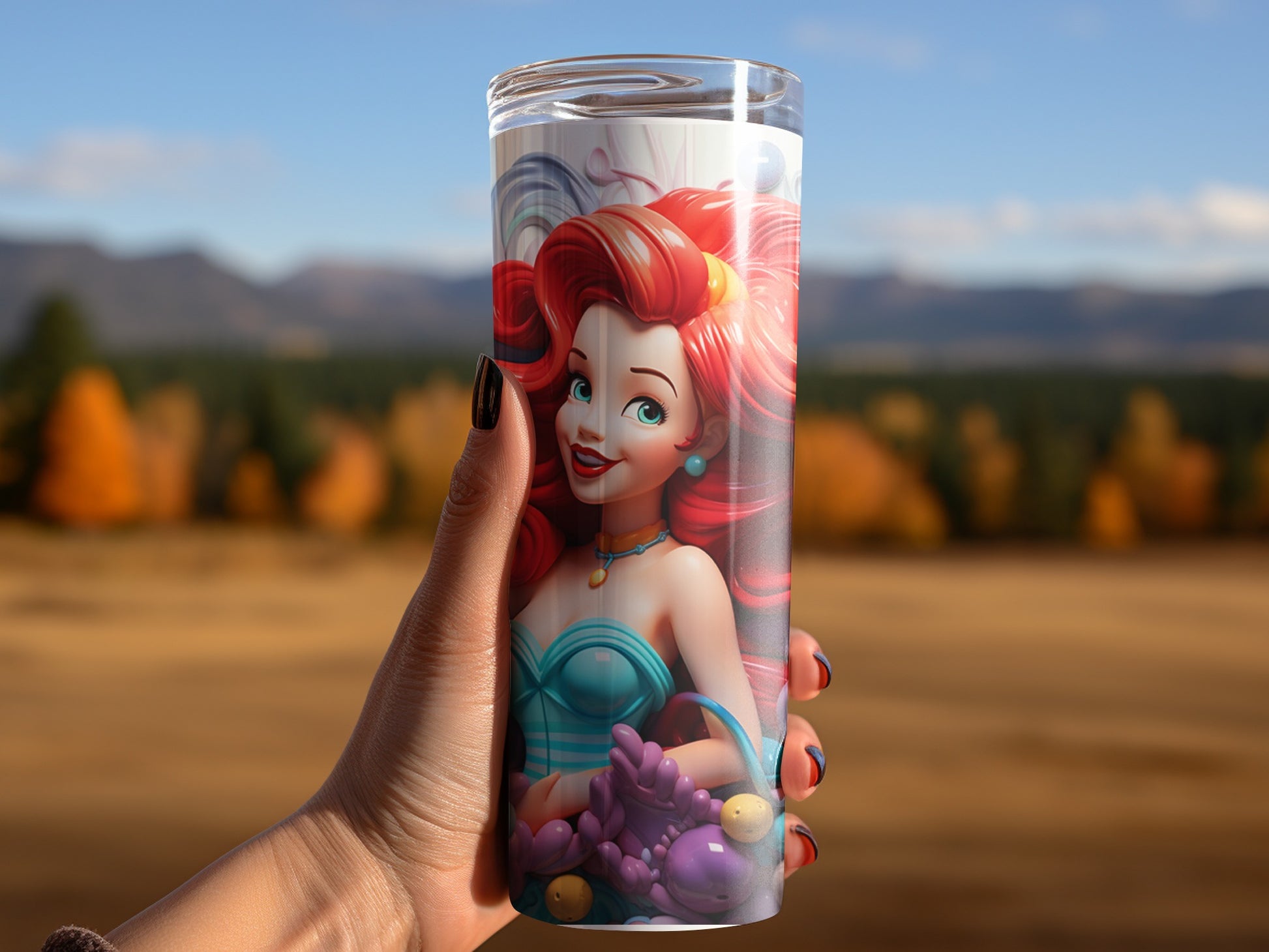 Vibrant Tumbler Featuring Animated Mermaid Character