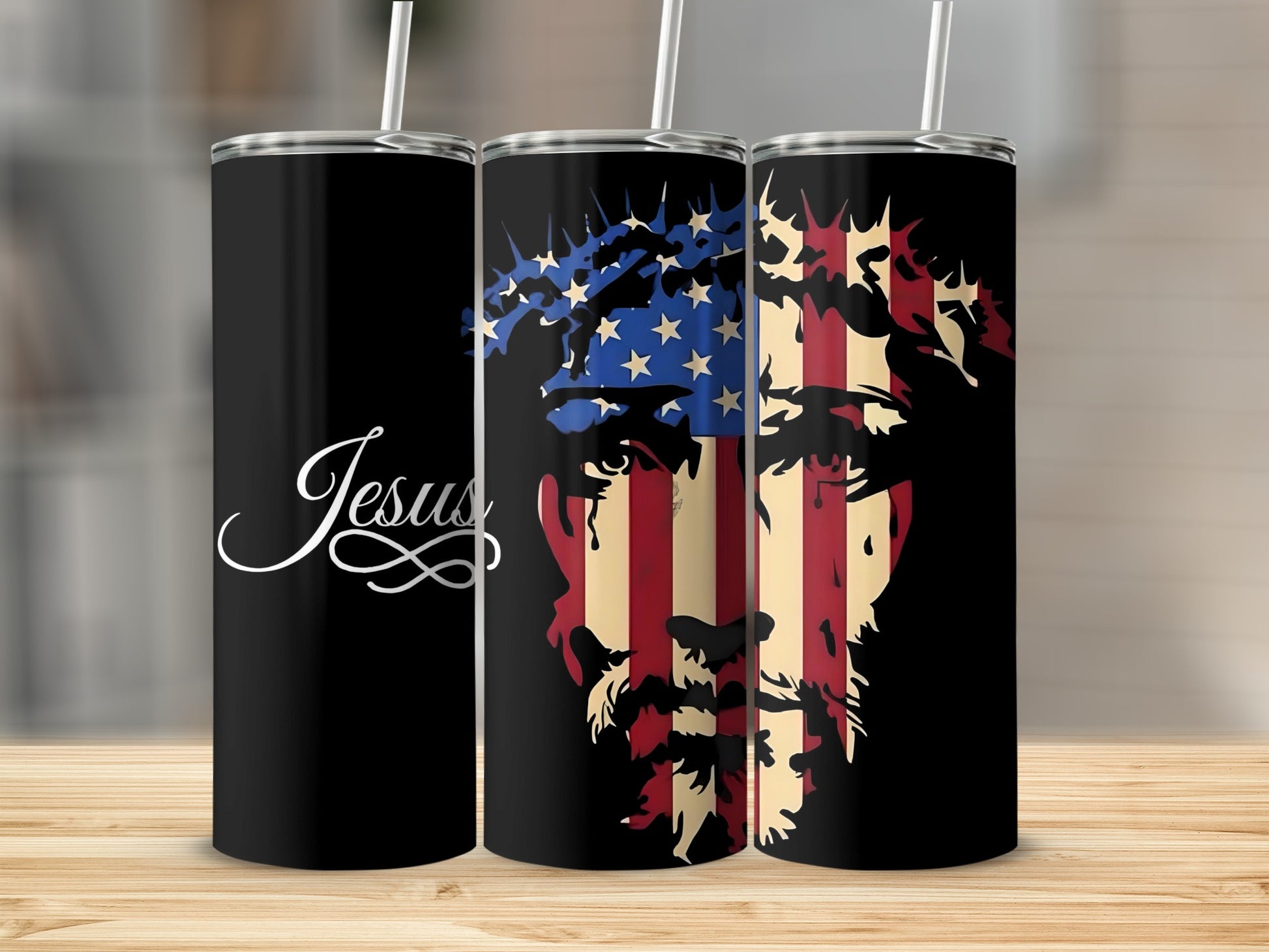Jesus Patriotic Design Tumbler for Faithful Enthusiasts