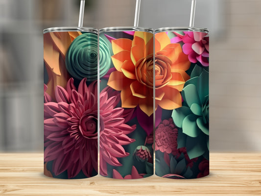 Vibrant Succulent and Floral Design Tumbler Product