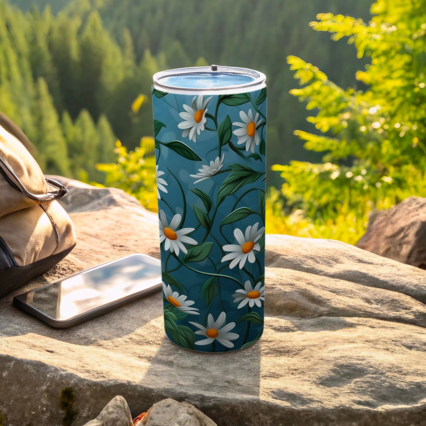 Blue Green White Daisy Orange Center Tumbler product type
