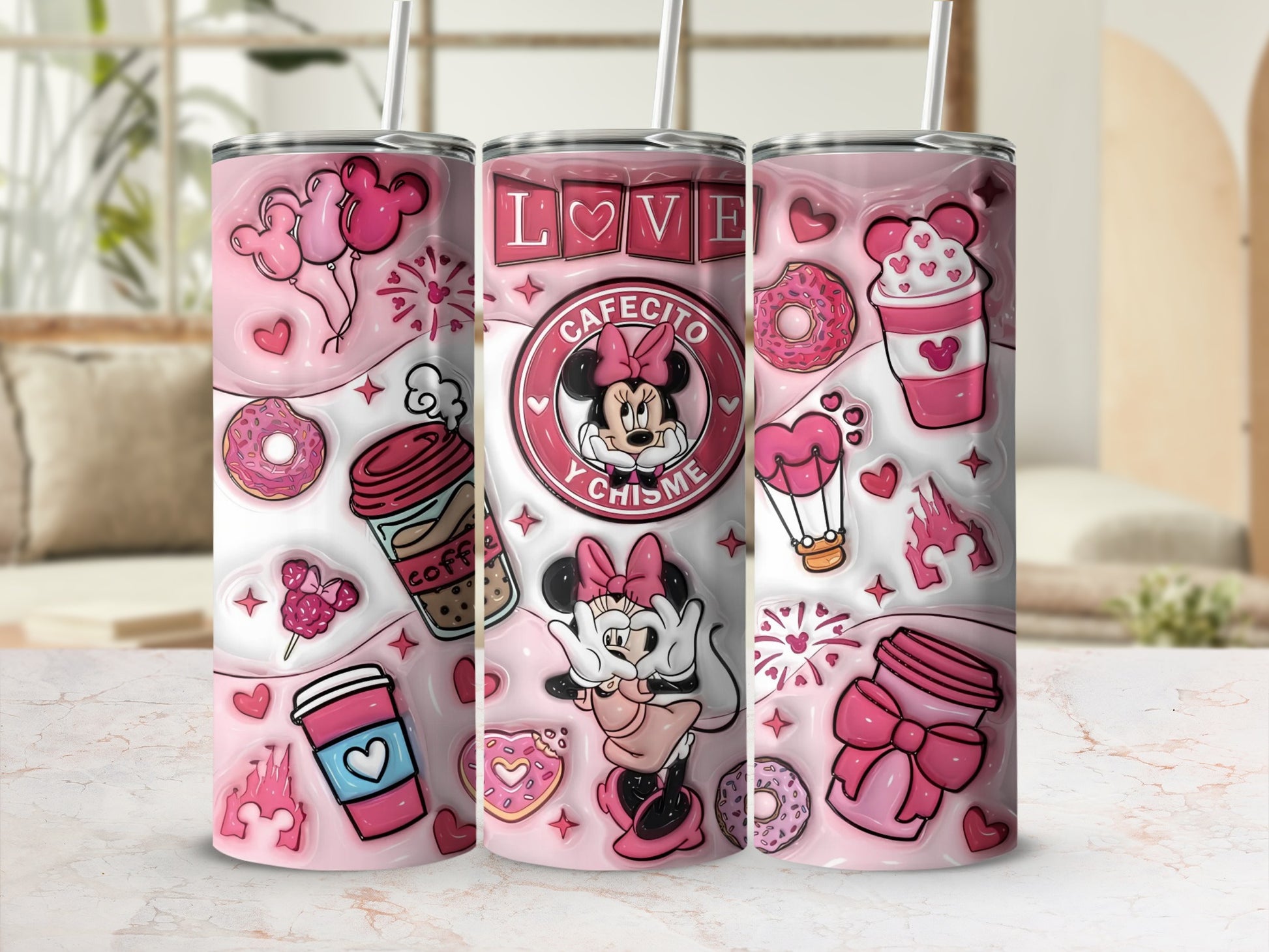 Cute Pink Themed Cafecito Y Chisme Mug Tumbler