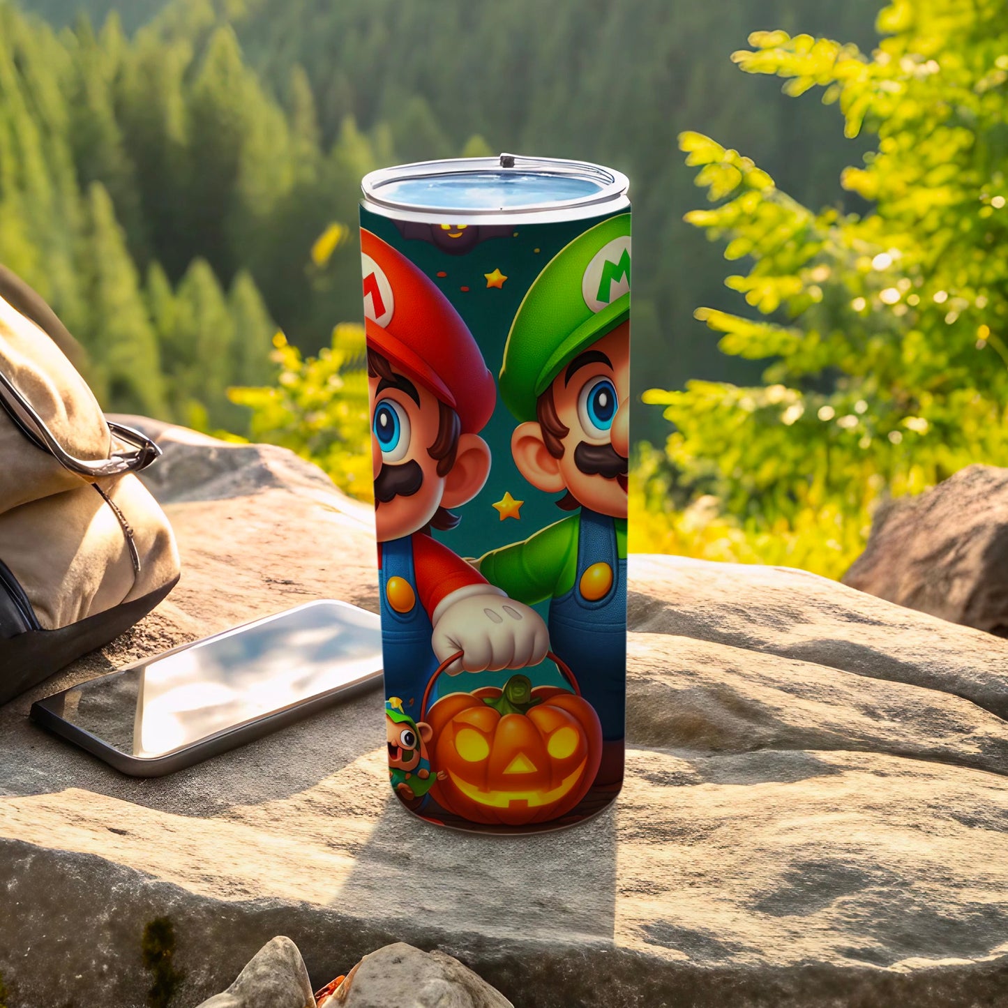 Colorful Super Brothers Camping Tumbler 20 oz