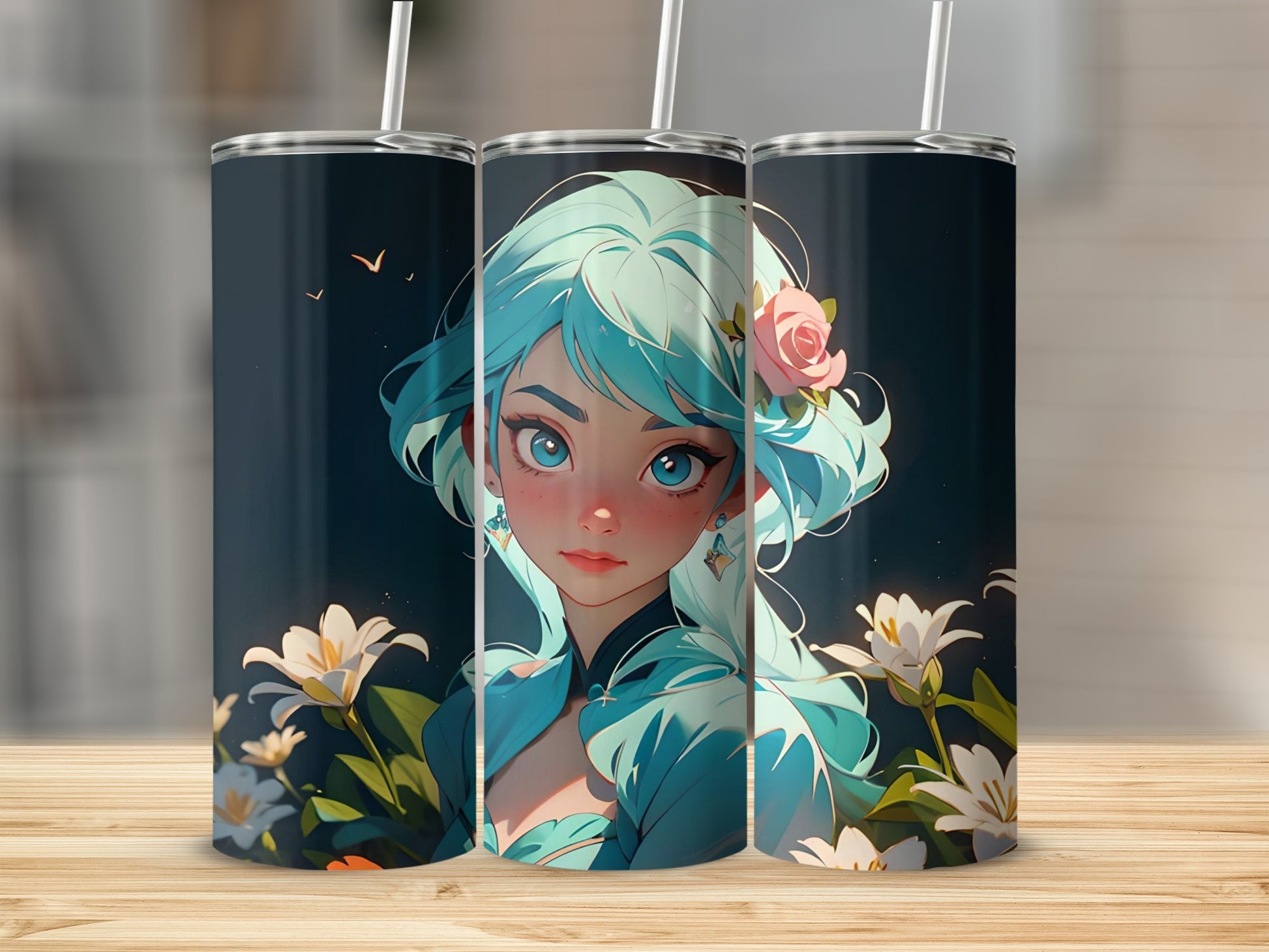 Floral Fairy Fantasy Character Design Tumbler Cups