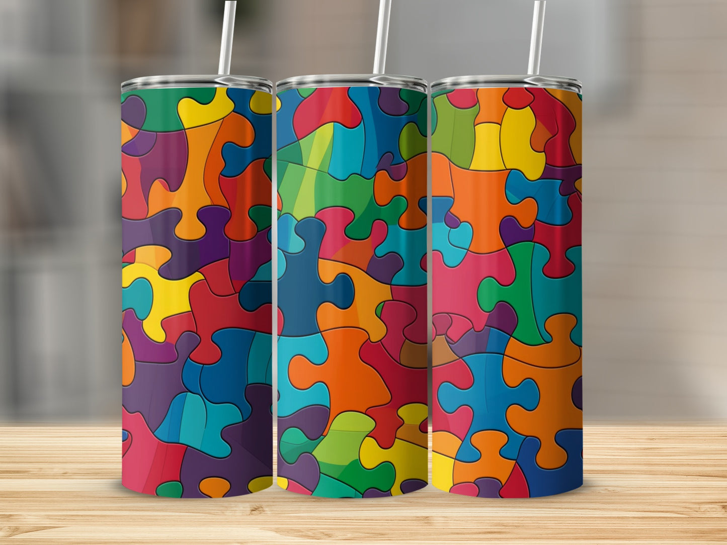 Colorful Jigsaw Puzzle Design Skinny Tumbler product