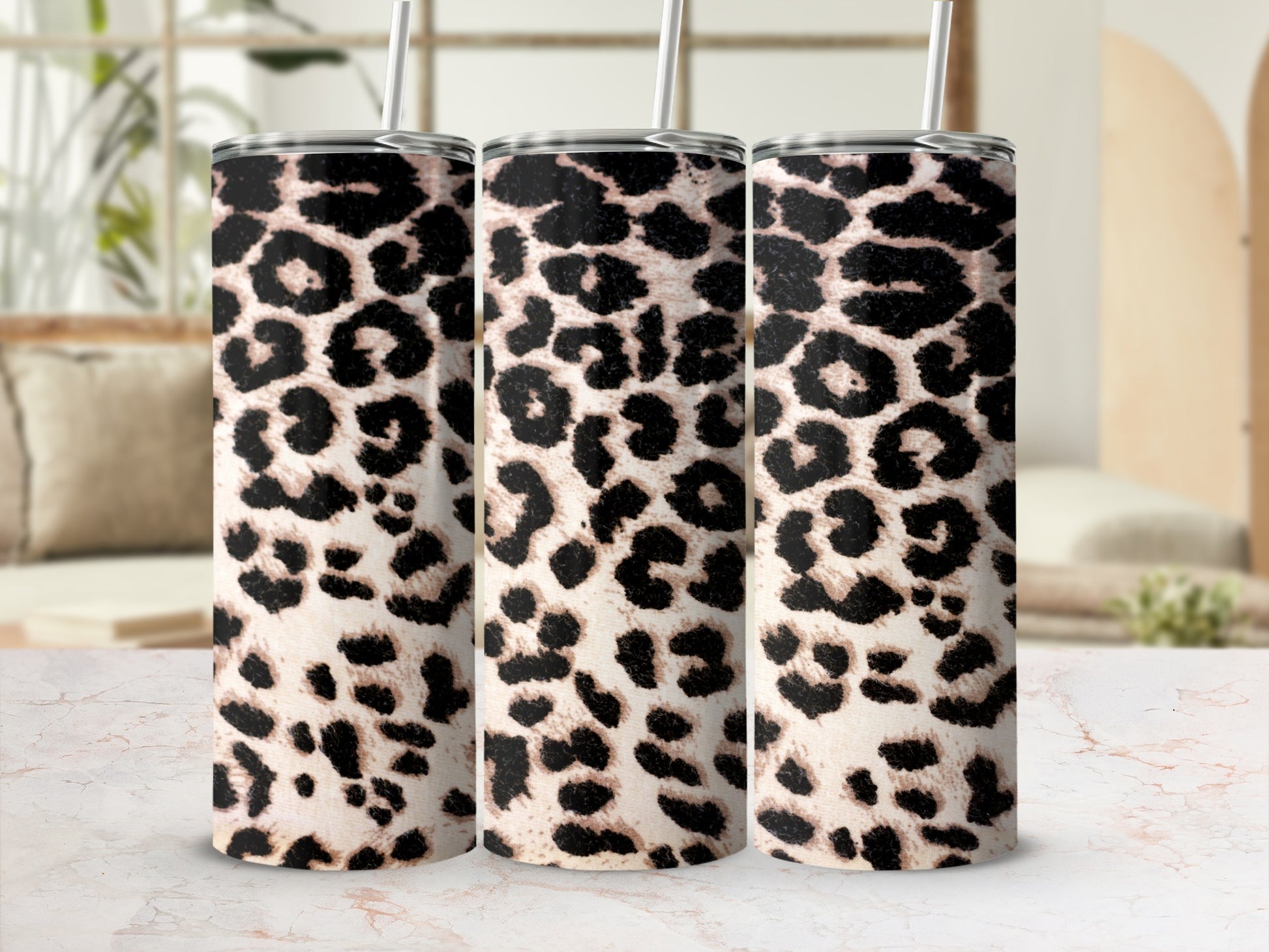Leopard Print Design Insulated Tumbler Flask Container Cup