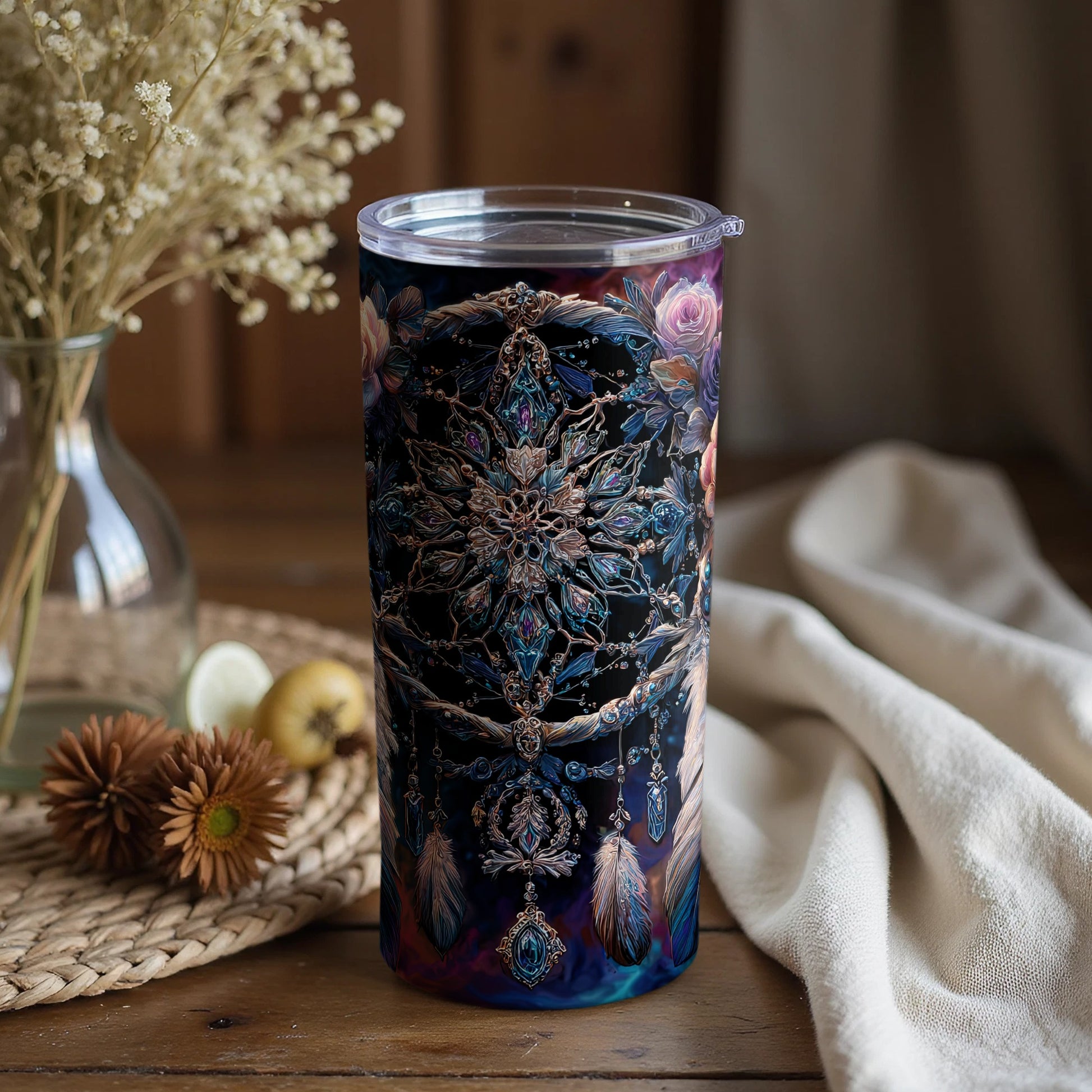 Elegant Mystic Floral Insulated Travel Tumbler