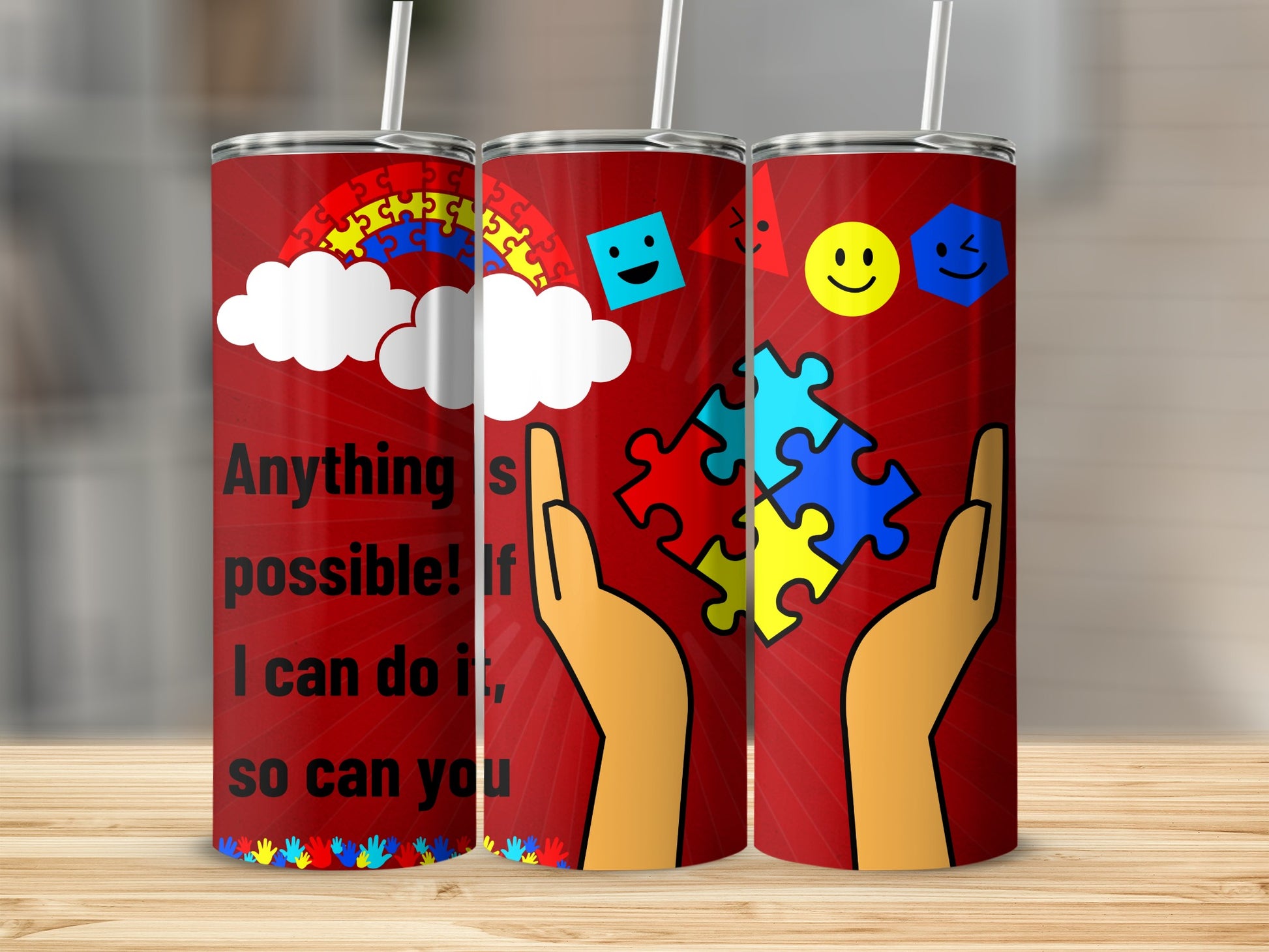 Puzzle Pieces Colorful Design Drink Tumbler