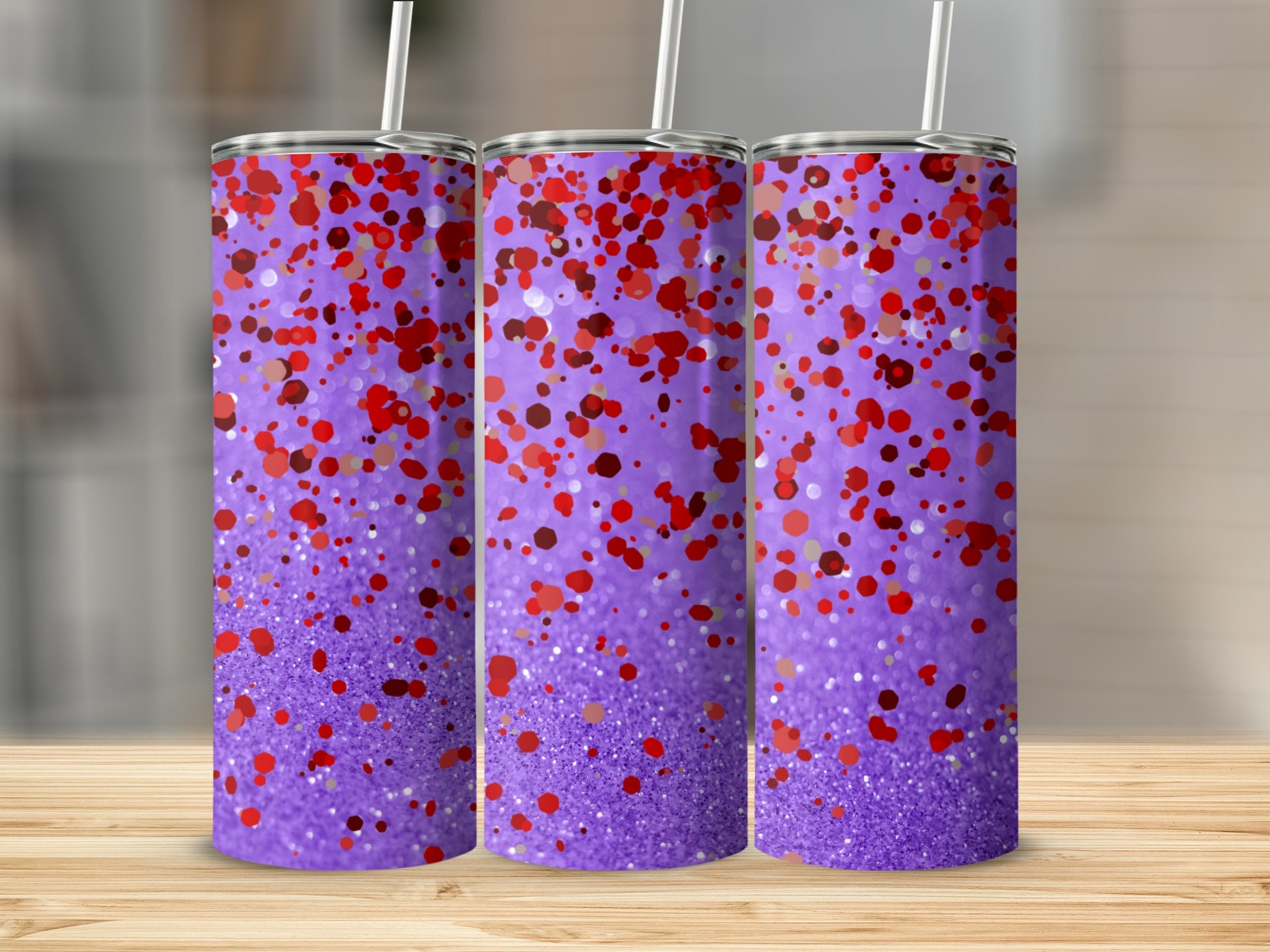 Purple and Red Glitter Sparkle Design Tumbler