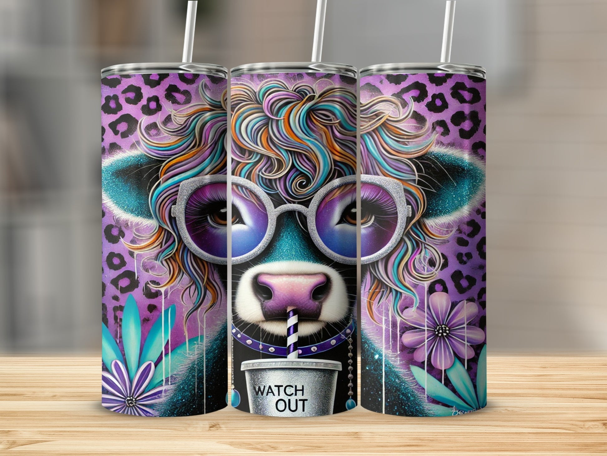 Funky Animal Print Drinkware with Bold Colors Design