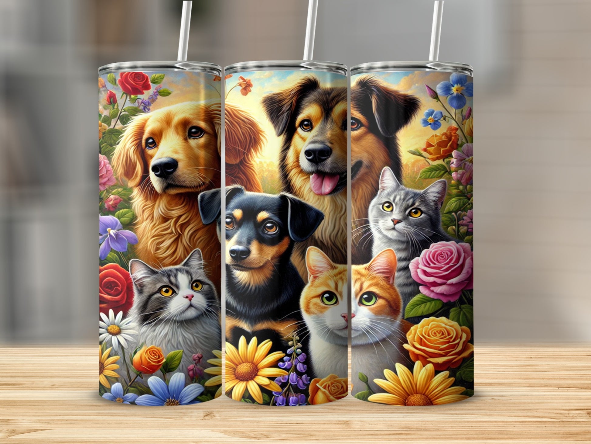 Colorful Floral Animal Design Tall Drinkware Product