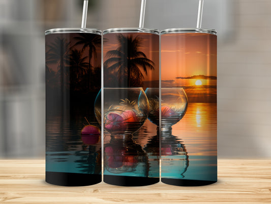 Tropical Sunset and Palm Trees Design Tumbler