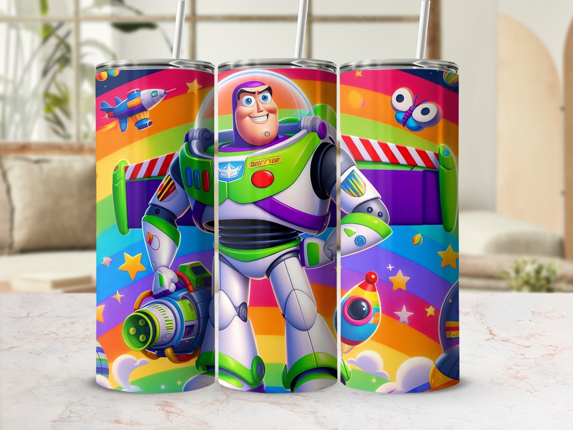 Colorful Space Adventure Buzz Lightyear Tumbler