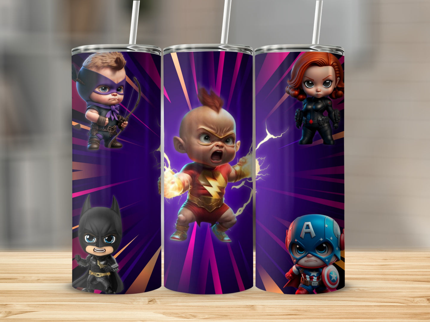 Cute Cartoon Superheroes Design Insulated Tumbler