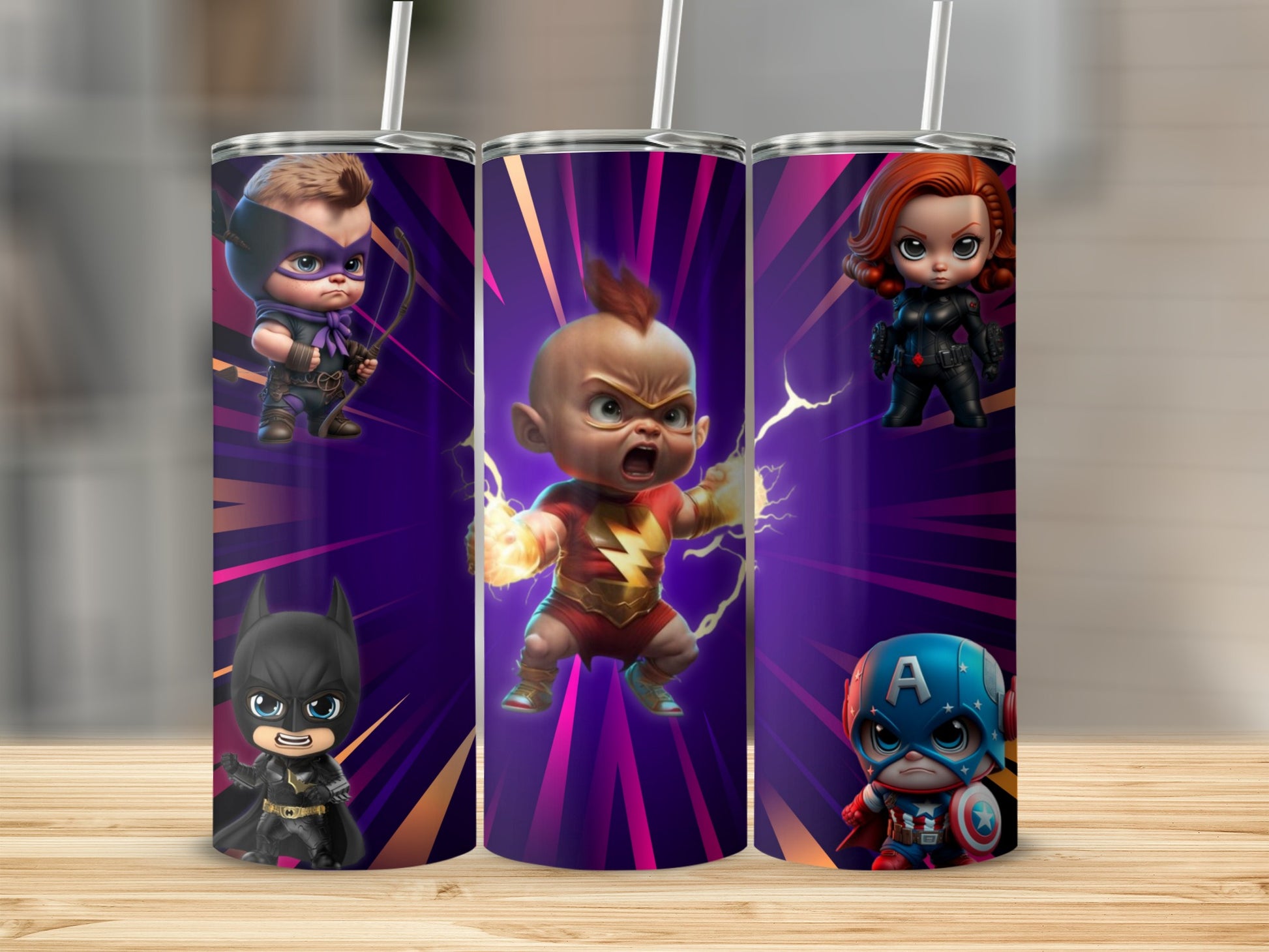 Cute Cartoon Superheroes Design Insulated Tumbler