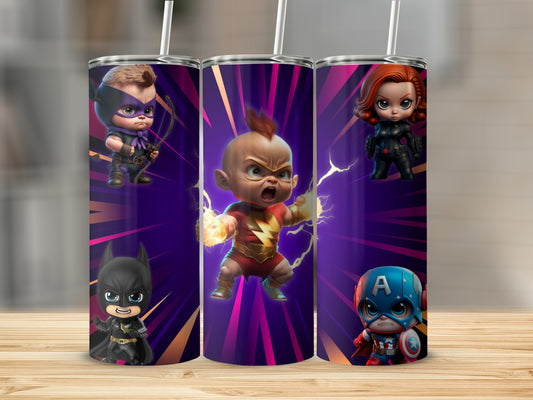 Cute Cartoon Superheroes Design Insulated Tumbler