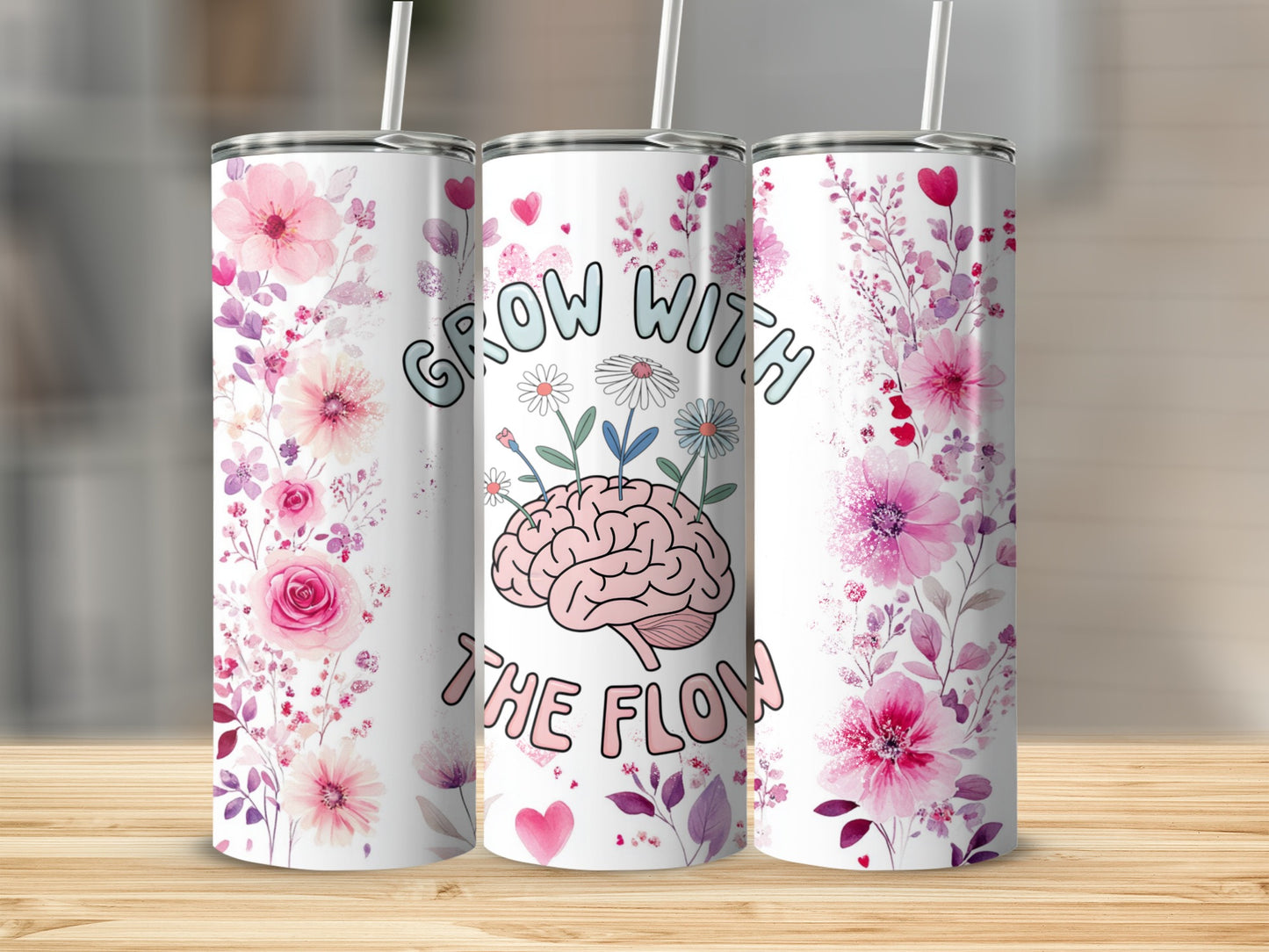 Grow With The Flow Floral Art Tumbler