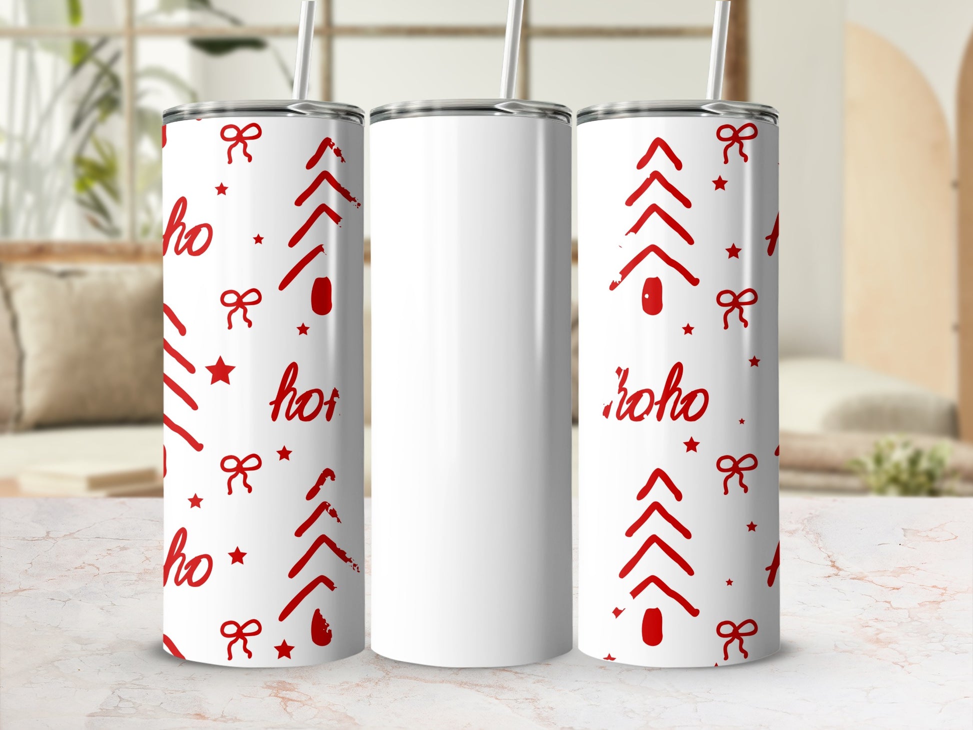 Festive Red HoHo Design Christmas Tumbler Flask