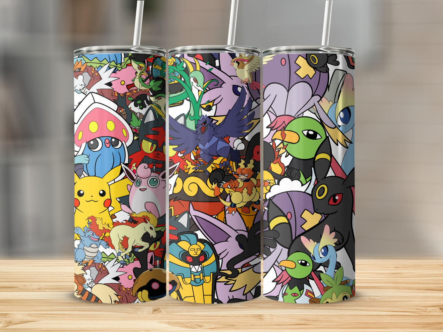 Pokemon Characters Colorful Stainless Steel Tumblers