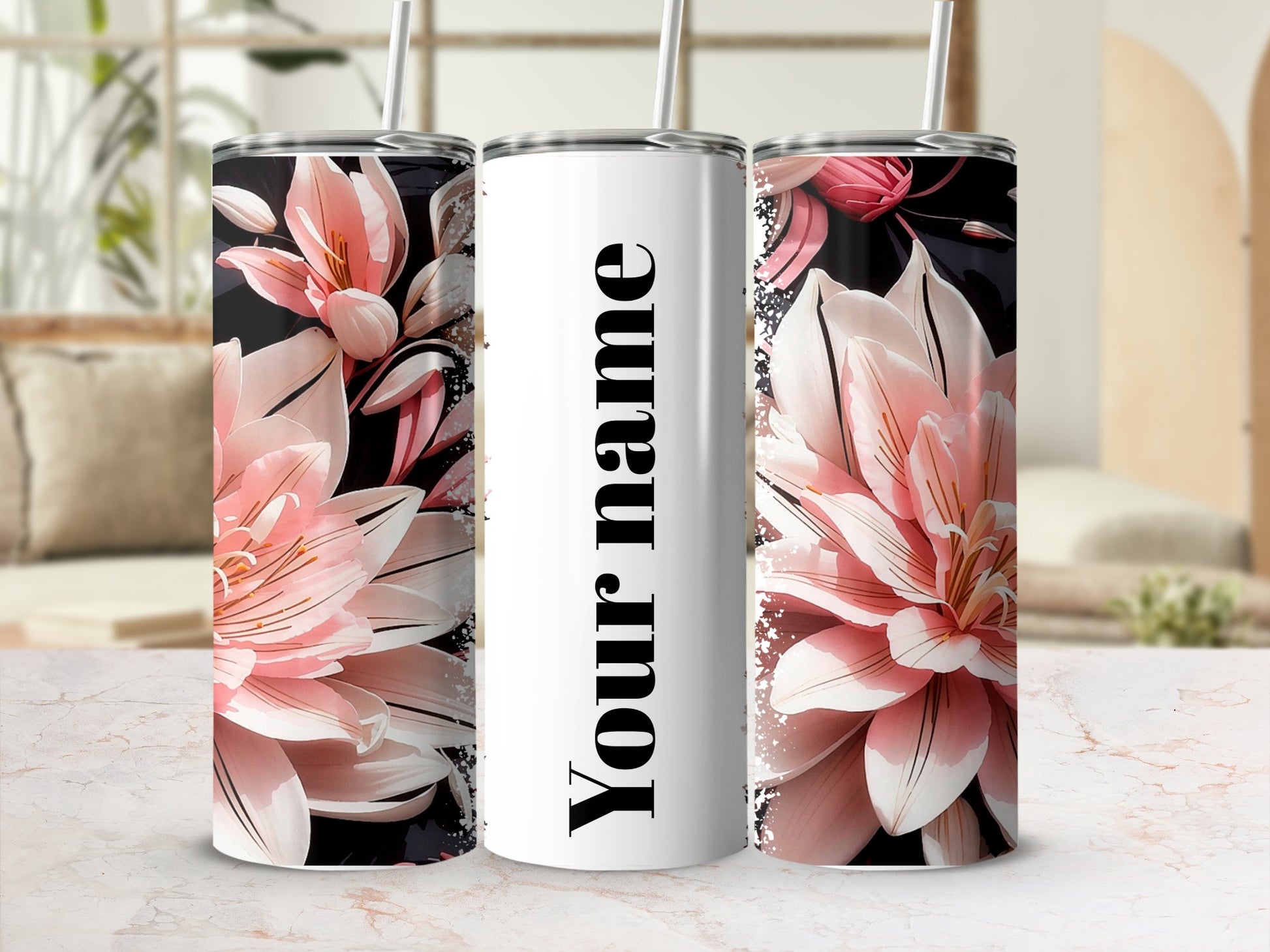 Personalized Floral Design Tumbler Perfect for Gift