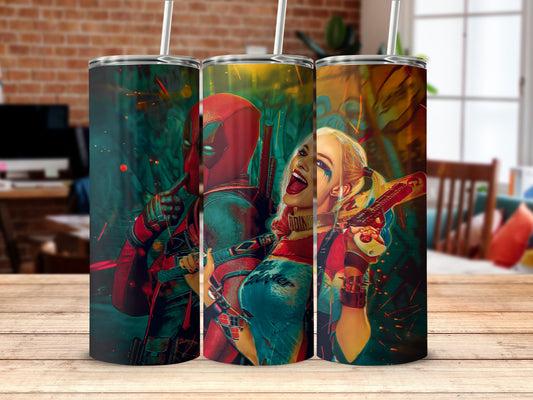 Deadpool Harley Quinn vibrant artistic tumblers product type