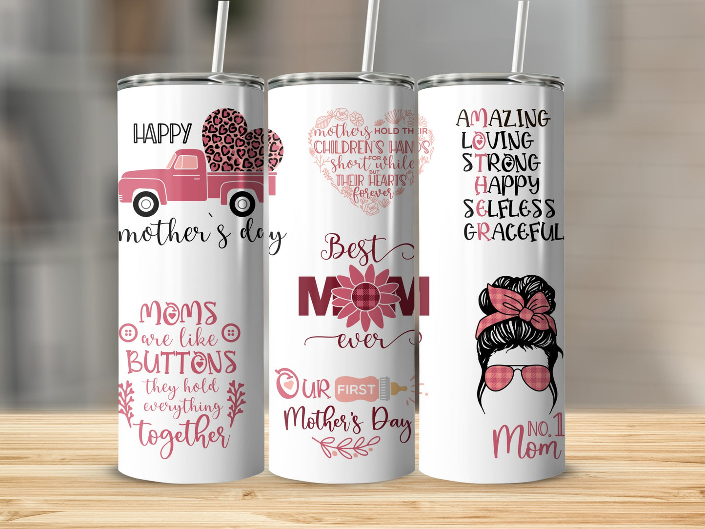 Special Mother's Day Tumbler Set with Heartfelt Messages