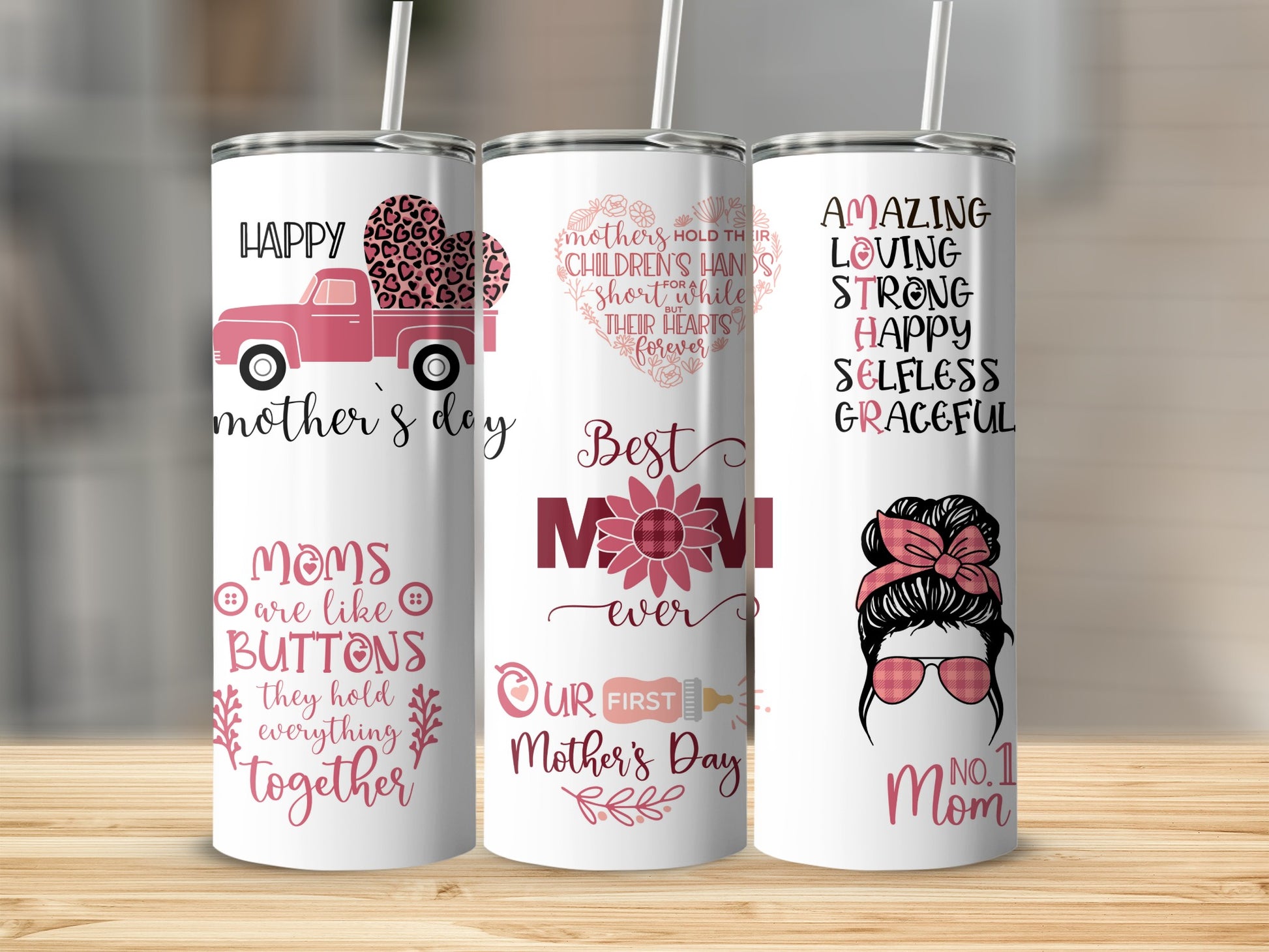 Special Mother's Day Tumbler Set with Heartfelt Messages