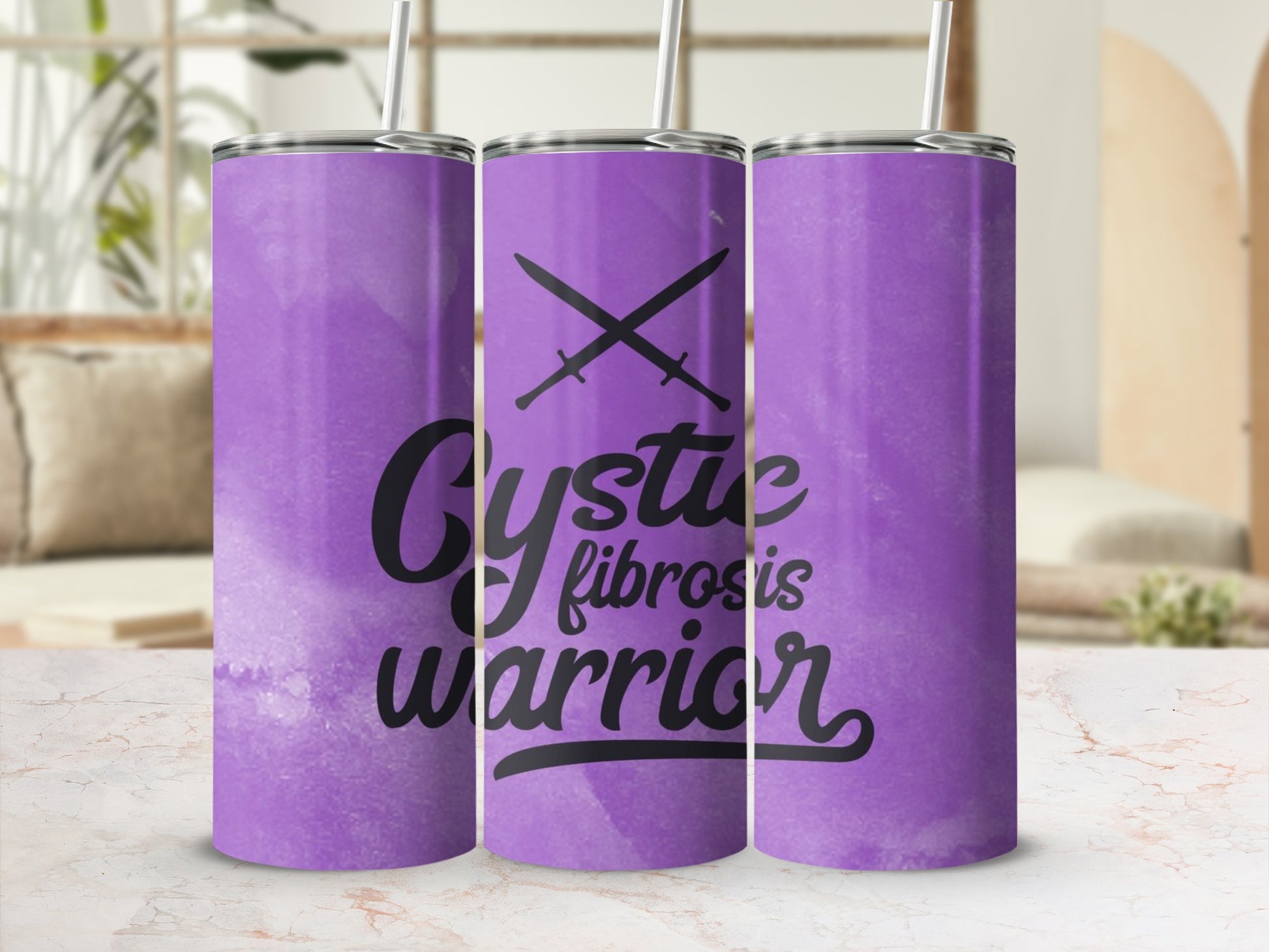 Cystic Fibrosis Warrior Purple Travel Tumbler Cup
