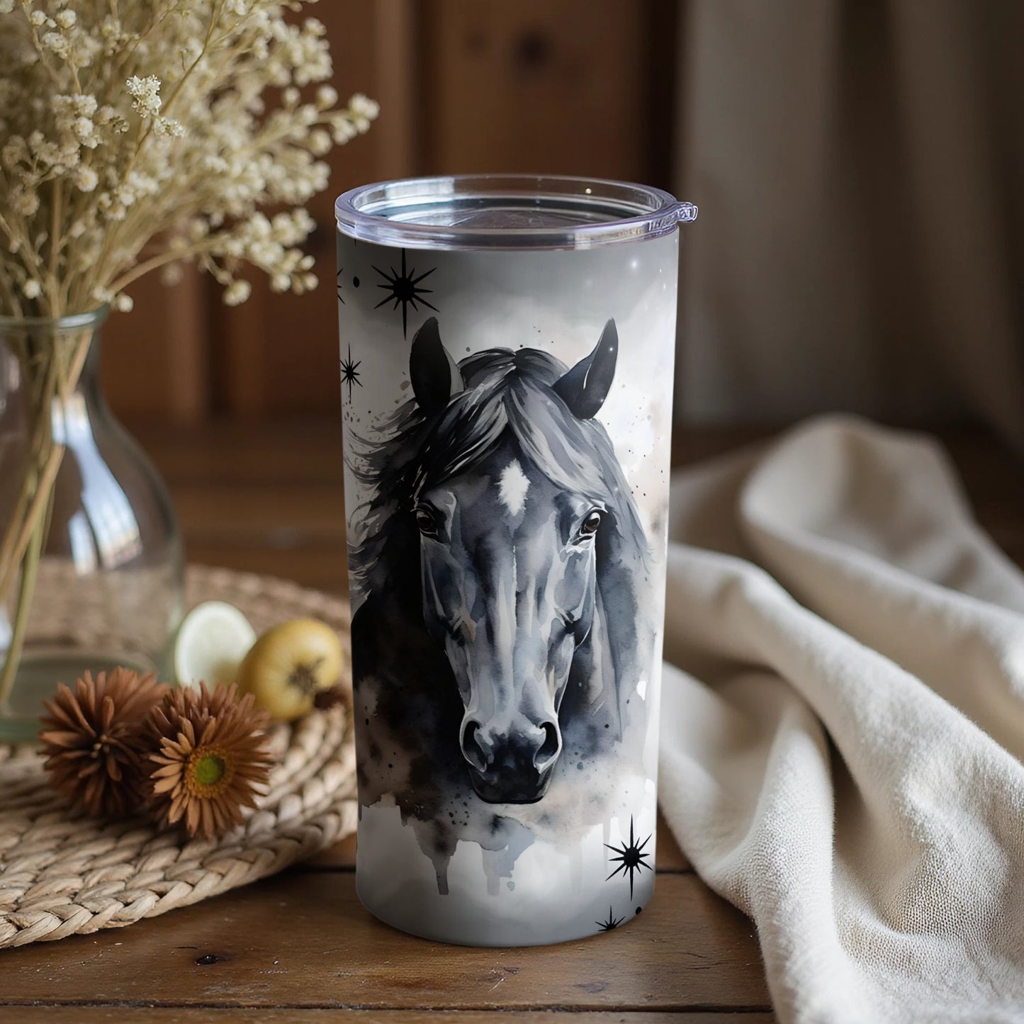 Artistic Horse Portrait on Drinkware Product
