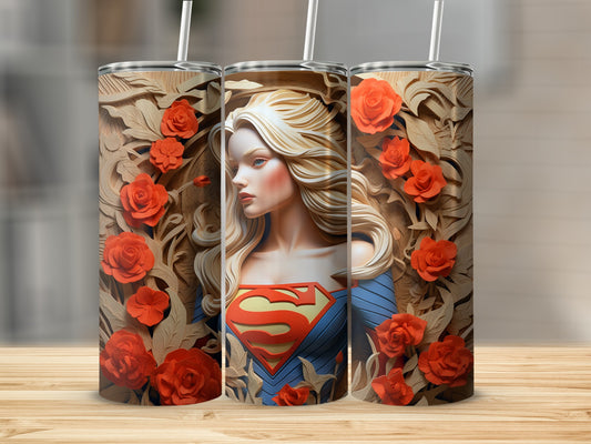 Superhero Floral Design Tumbler with Roses
