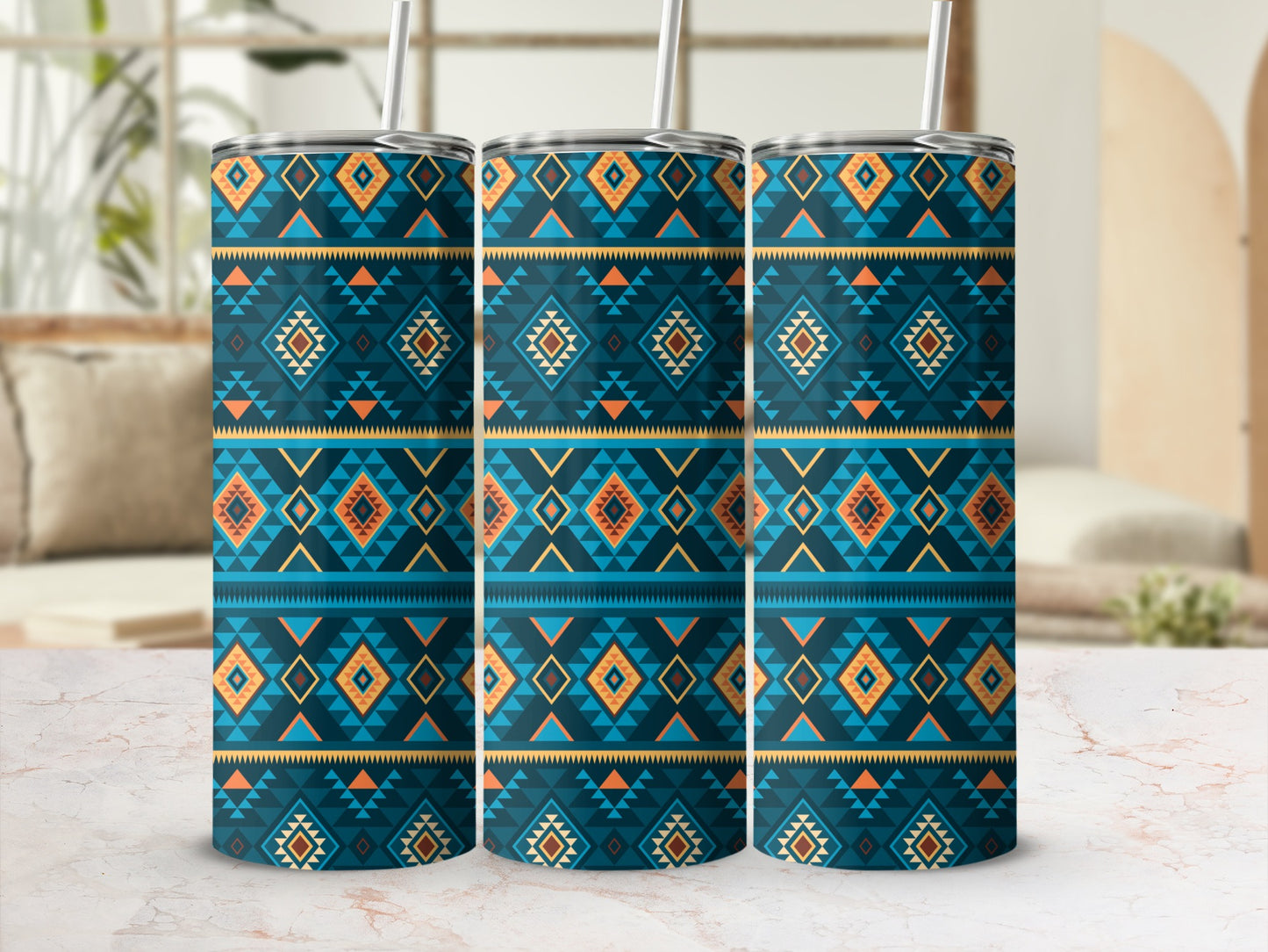 Colorful Geometric Tribal Patterns Insulated Tumbler