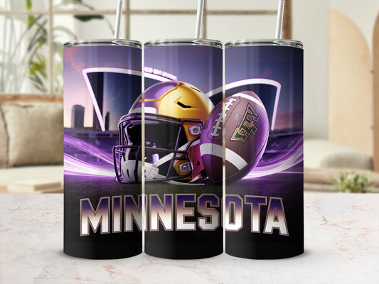 Minnesota Gophers football helmet and ball tumbler.