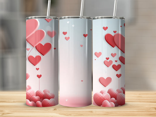 Heart Balloon Design Skinny Tumbler Cup
