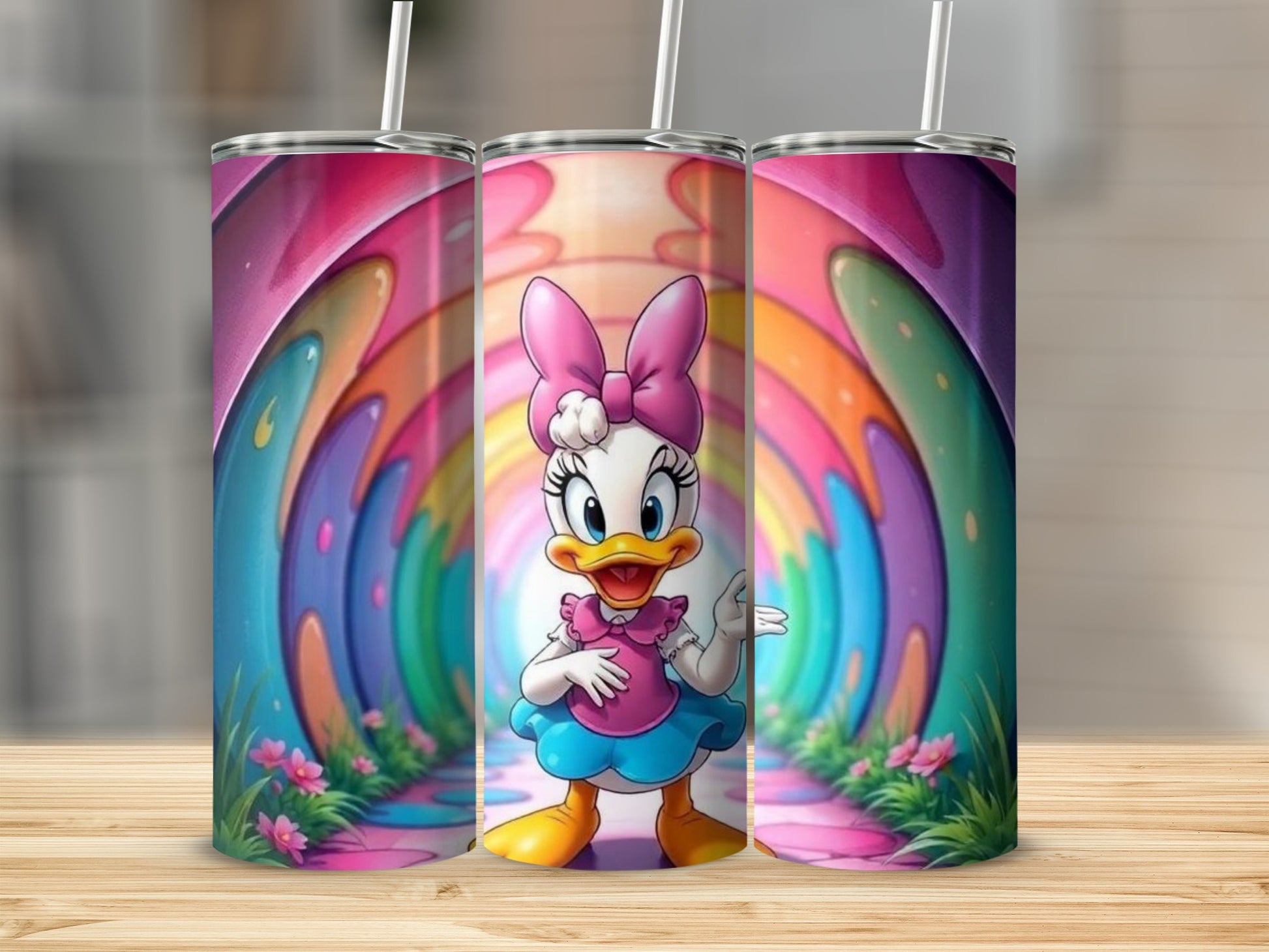 Colorful Character Themed Tumbler with Straw Lid