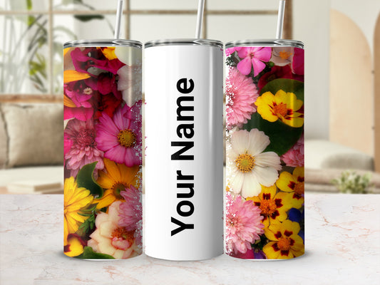 Personalized Floral Tumbler with Name Customization