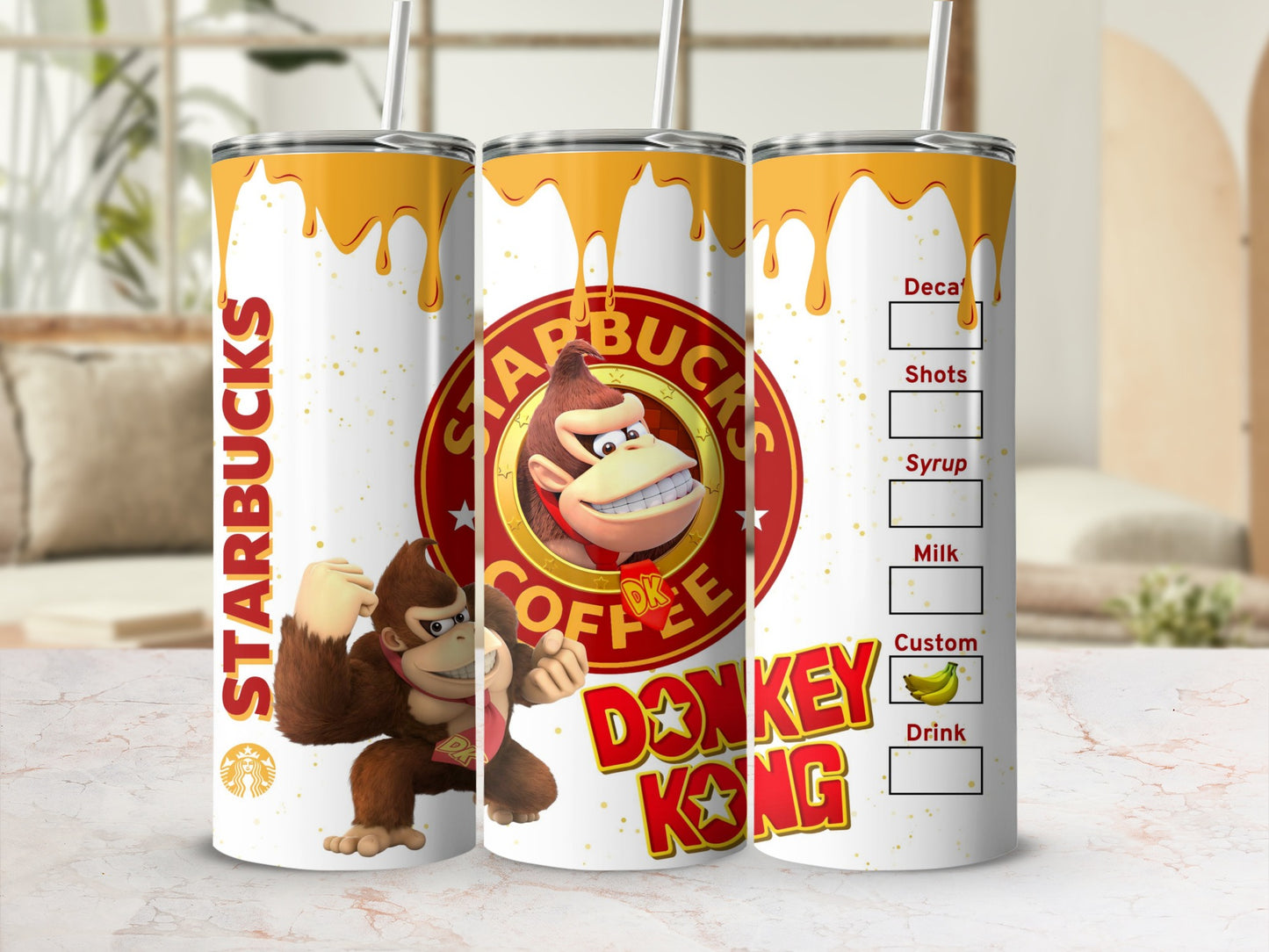 Donkey Kong Starbucks Custom Coffee Cup Tumbler