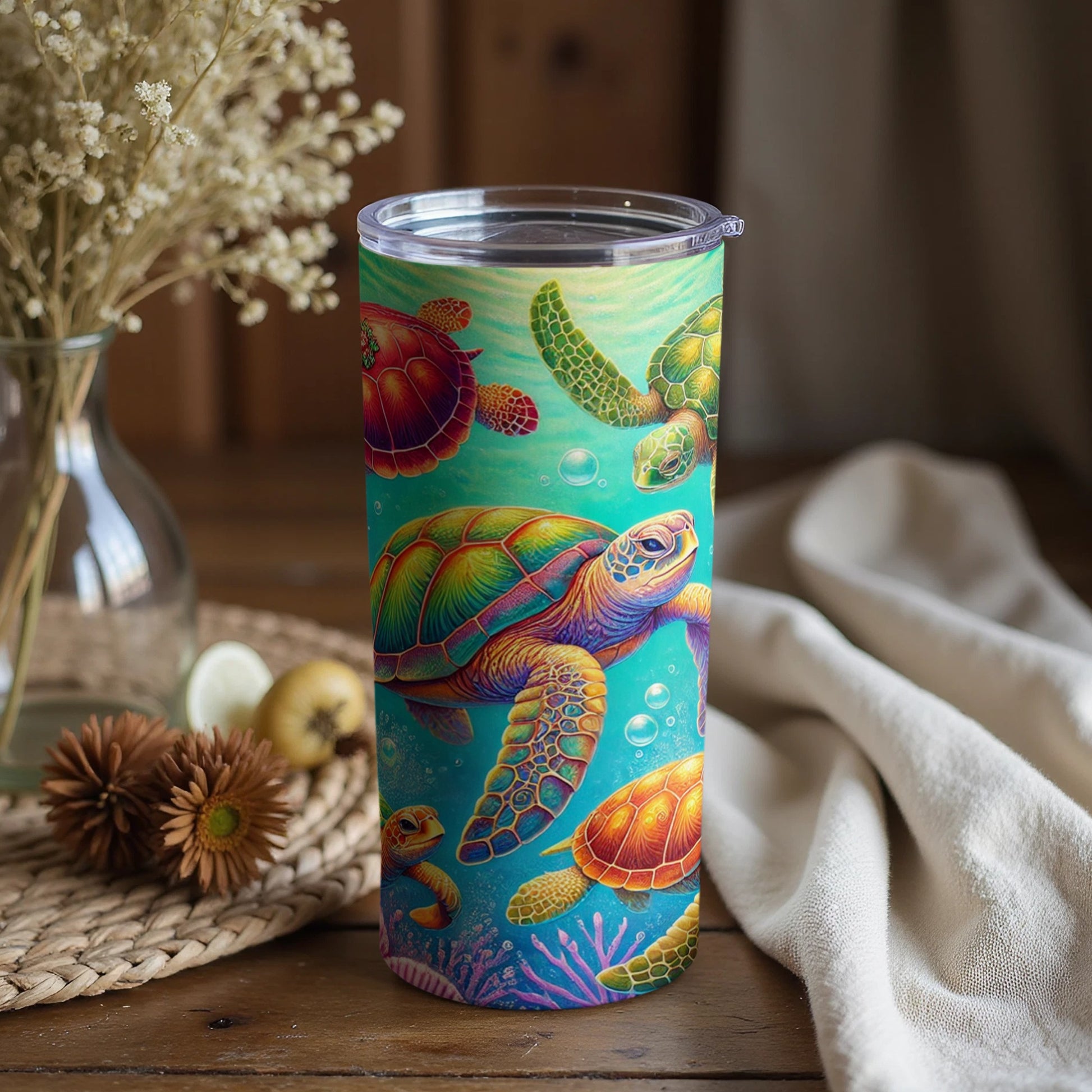 Colorful Sea Turtle Tumbler Perfect for Nature Lovers