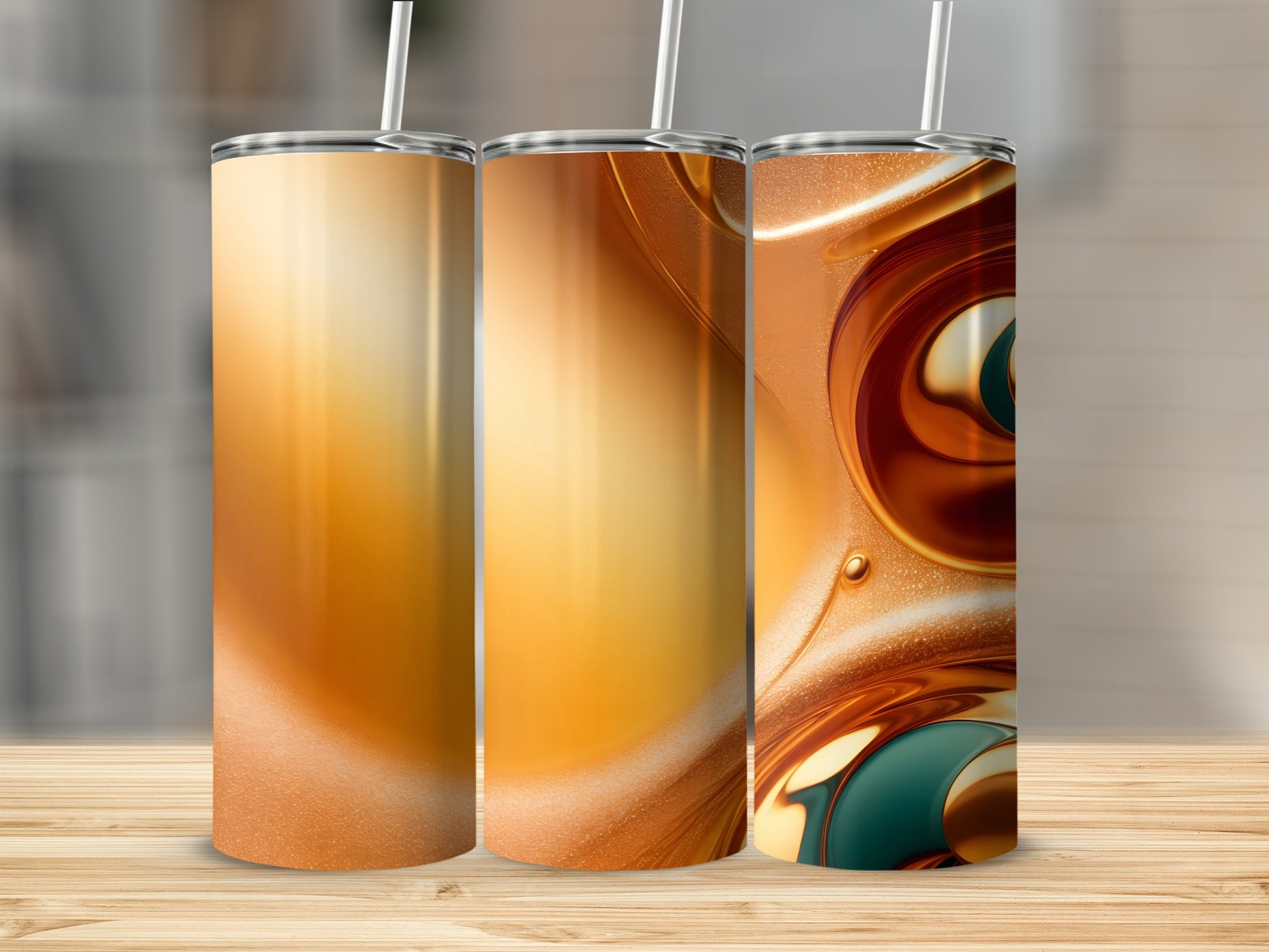 Golden Amber Liquid Swirl Abstract Tumbler product type