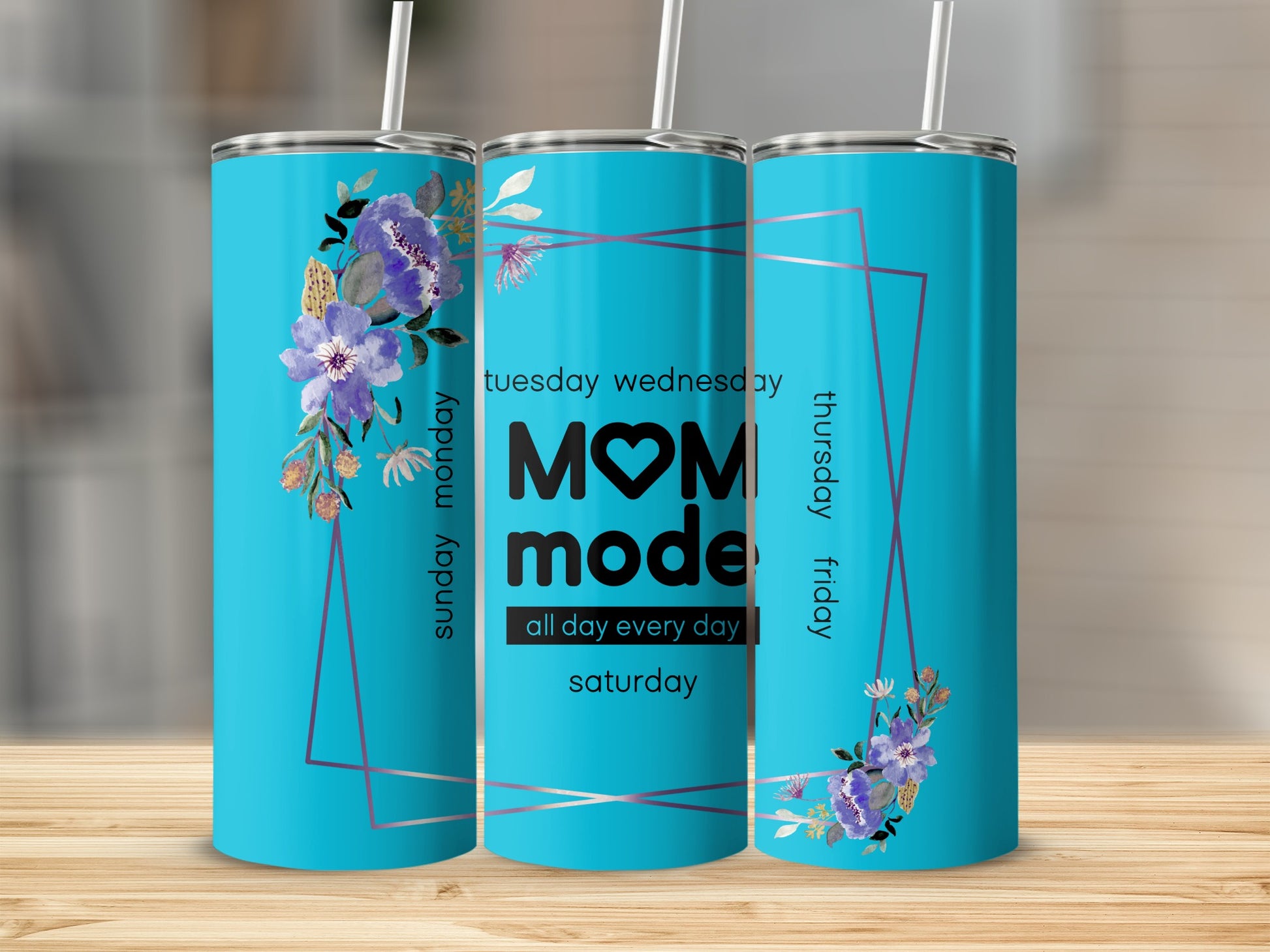 MOM Mode Weekday Flower Tumbler Cup for Every Day