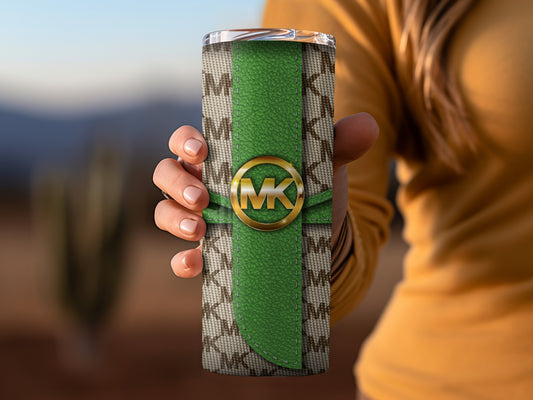 Stylish Green Patterned Tumbler with Logo Design Product