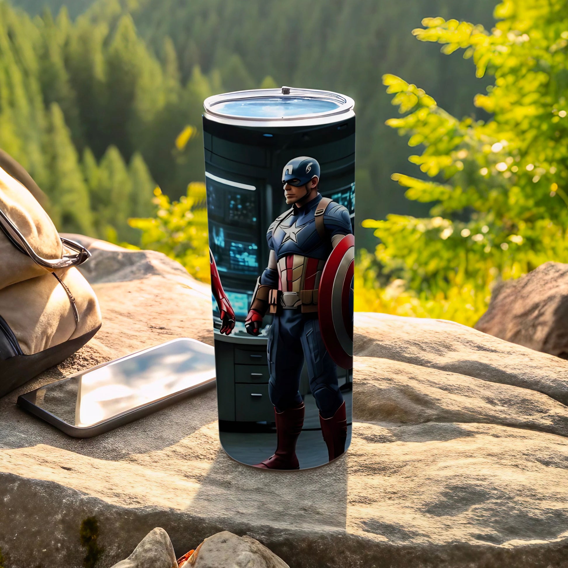 Captain America Themed Tumbler for Outdoor Adventures
