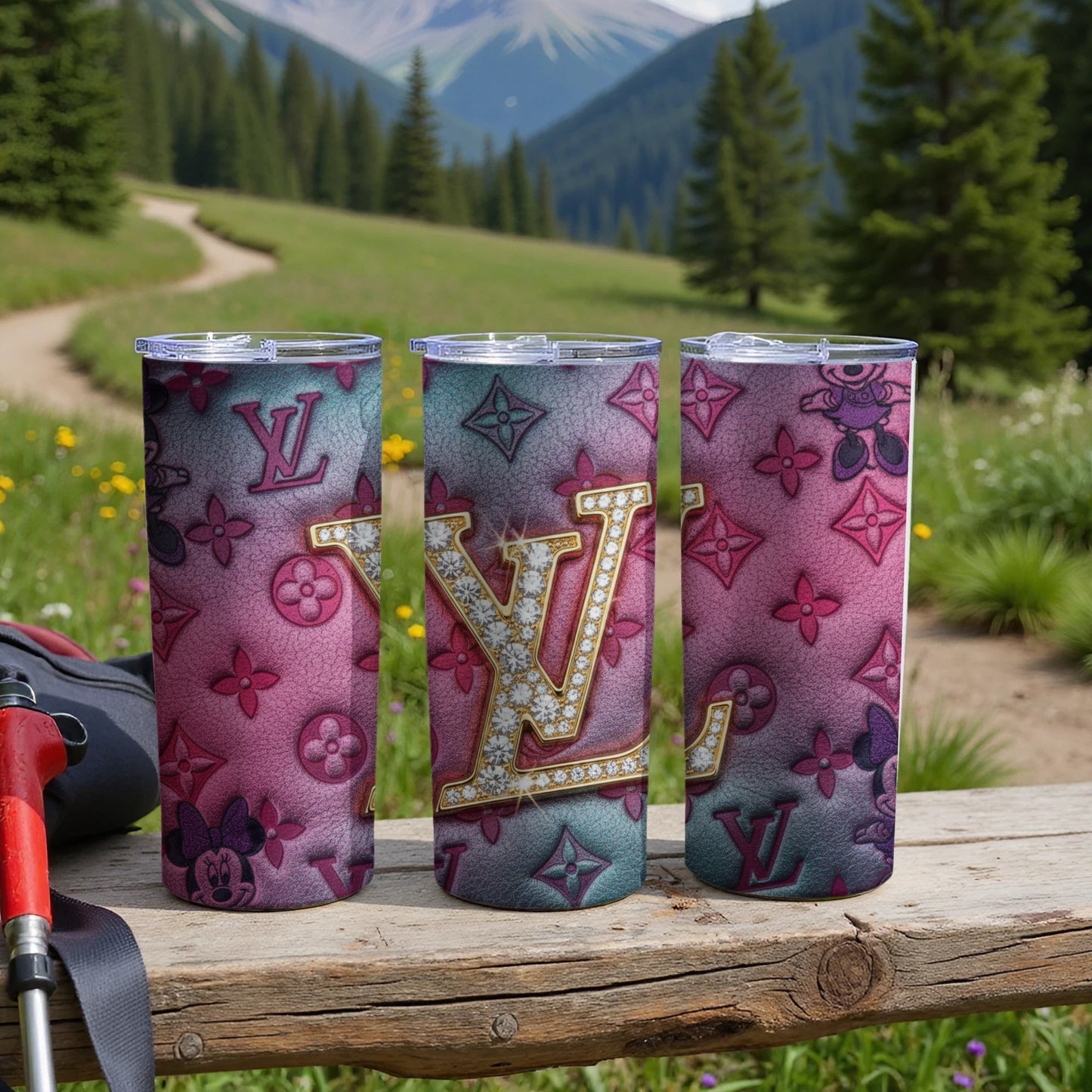 Luxurious LV Inspired Design Multi Color Tumbler Set